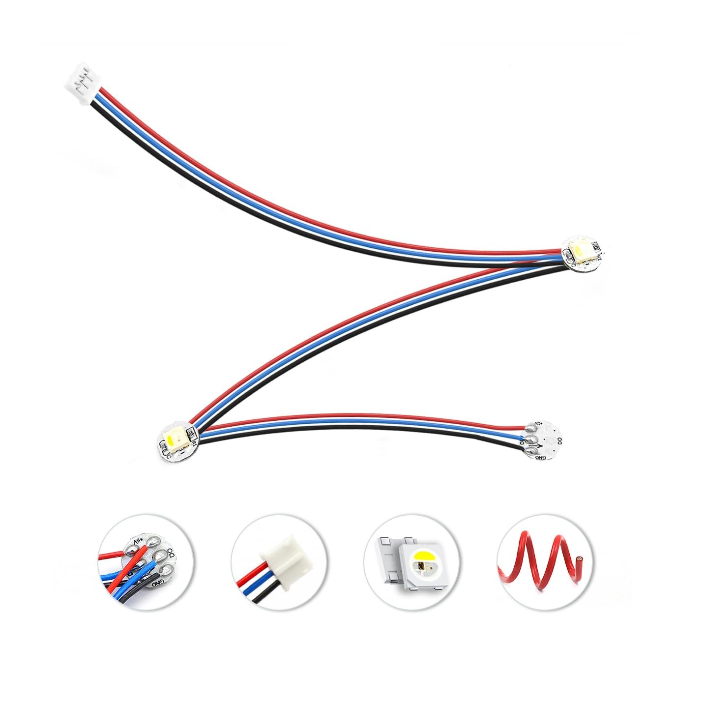 1-Pack RGBW Mini Button PCB LED Installed with PTFE Cables Compatible with Vo...