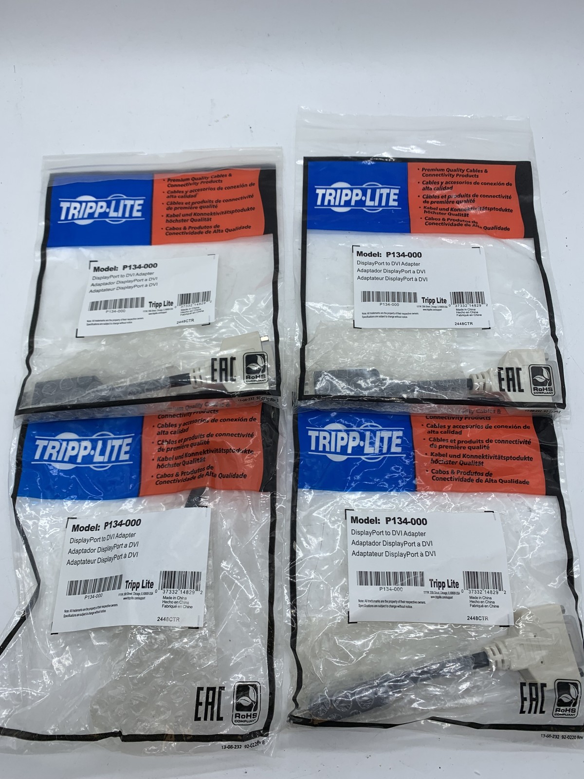 SEALED NEW LOT OF 4 Tripp Lite P134-000 DisplayPort to DVI Adapter  ~ FREE S/H