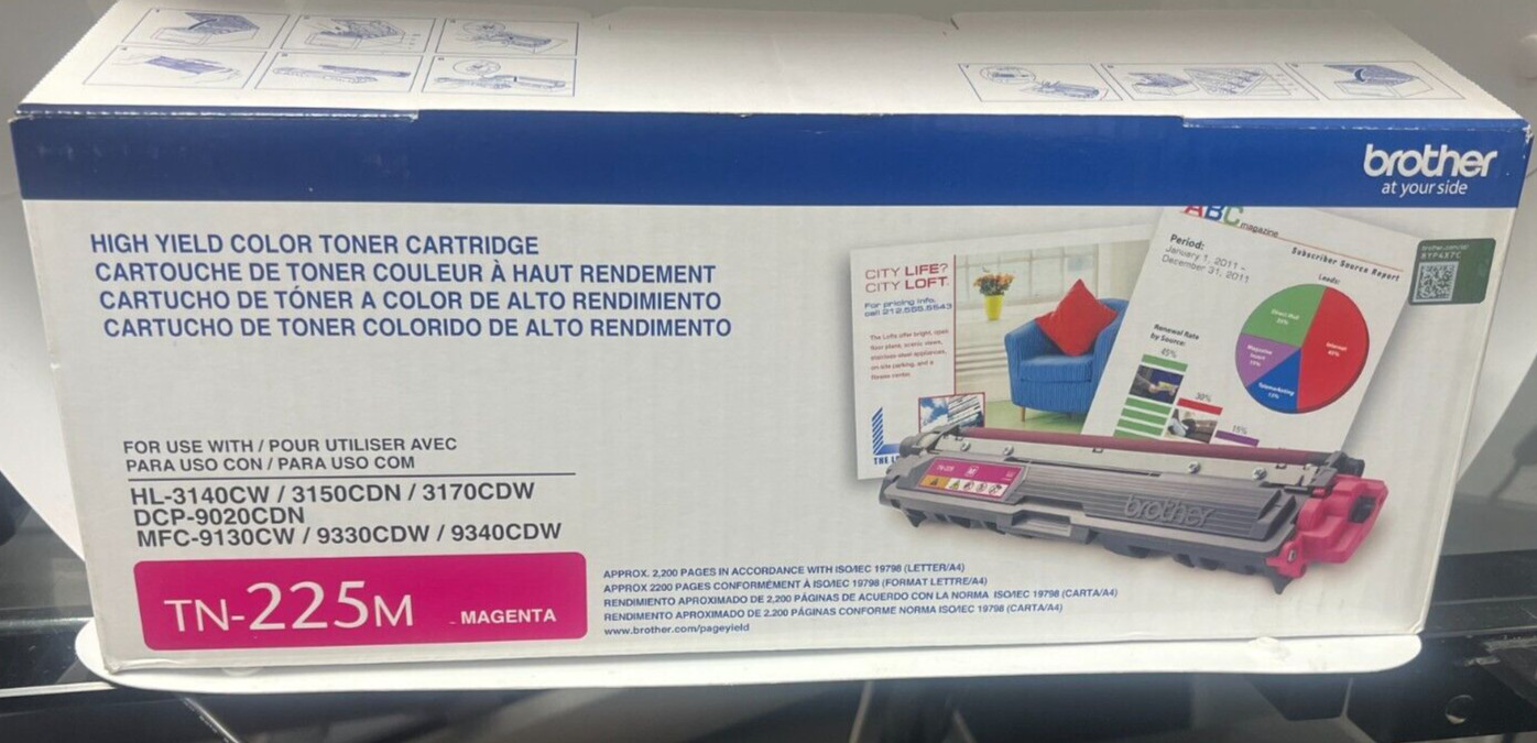 New sealed Brother TN225M High-Yield Toner, Magenta 012502634881 th-225m printer