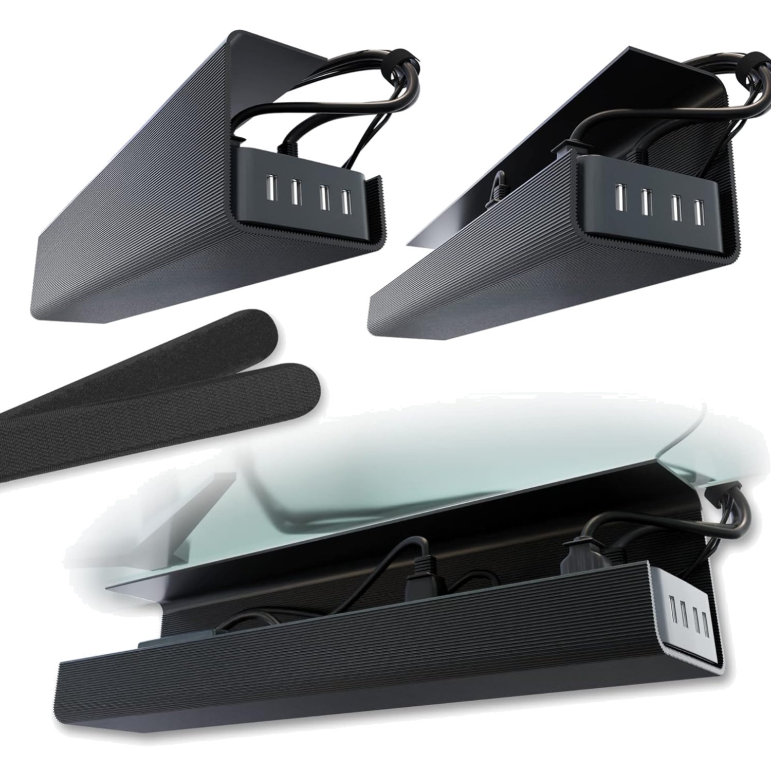 Versatile Self-Adhesive Cable Tray Set - Organize Your Workspace Elegantly