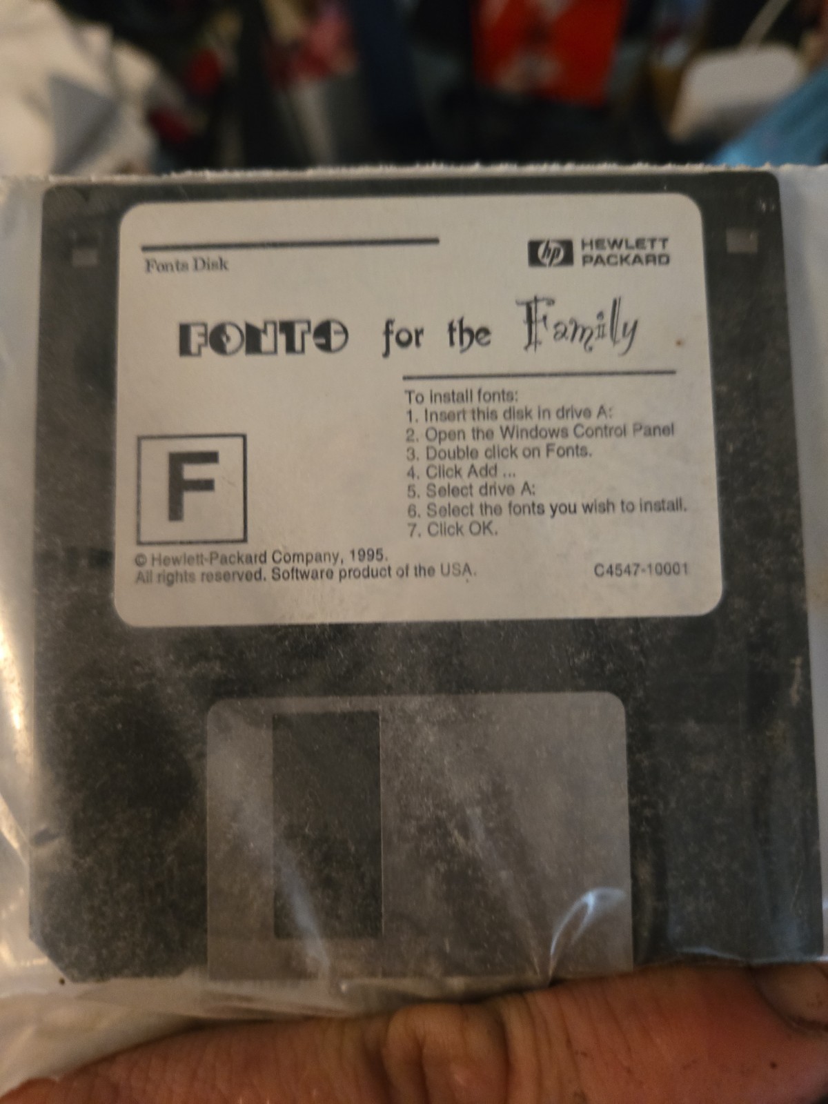 Font Disk HP Sealed  Fonts For the Family HP  3.5" floppy disk 1995 Vintage