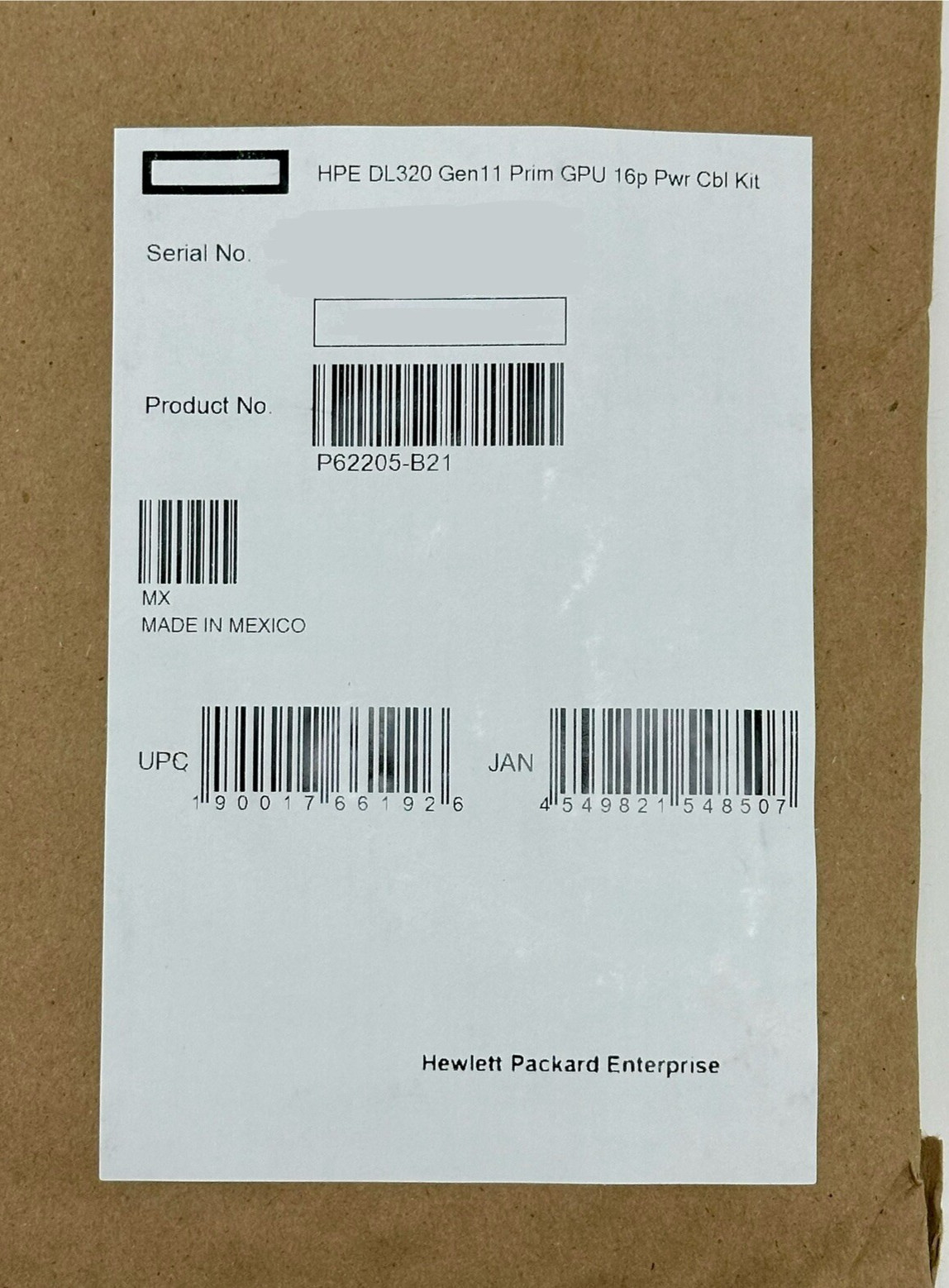 HPE ProLiant DL320 Gen11 Primary GPU 16pin Power Cable Kit L40 L40S P62205-B21