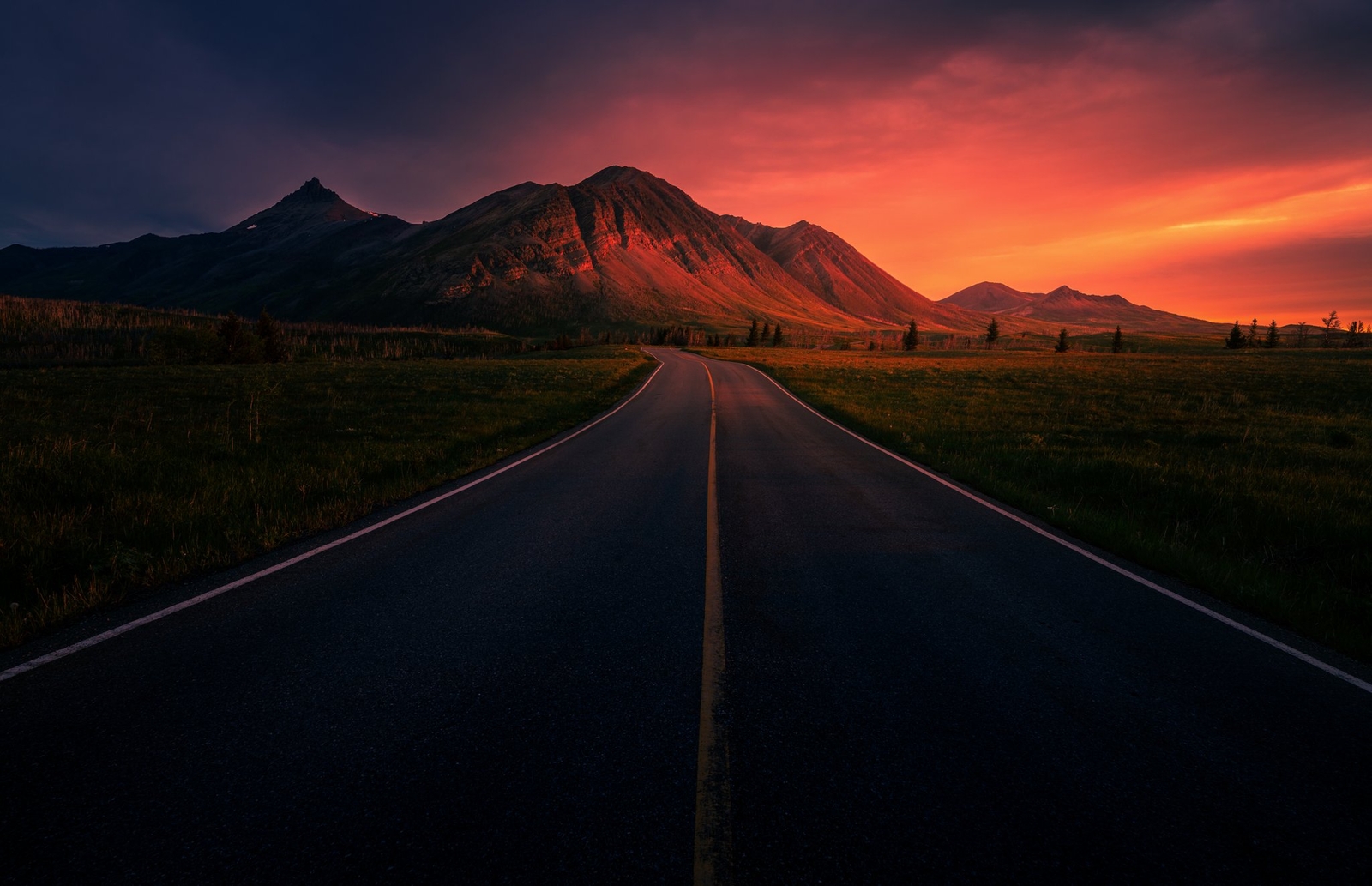 Landscape nature road mountains sky clouds sunset Custom Gaming Mat Desk