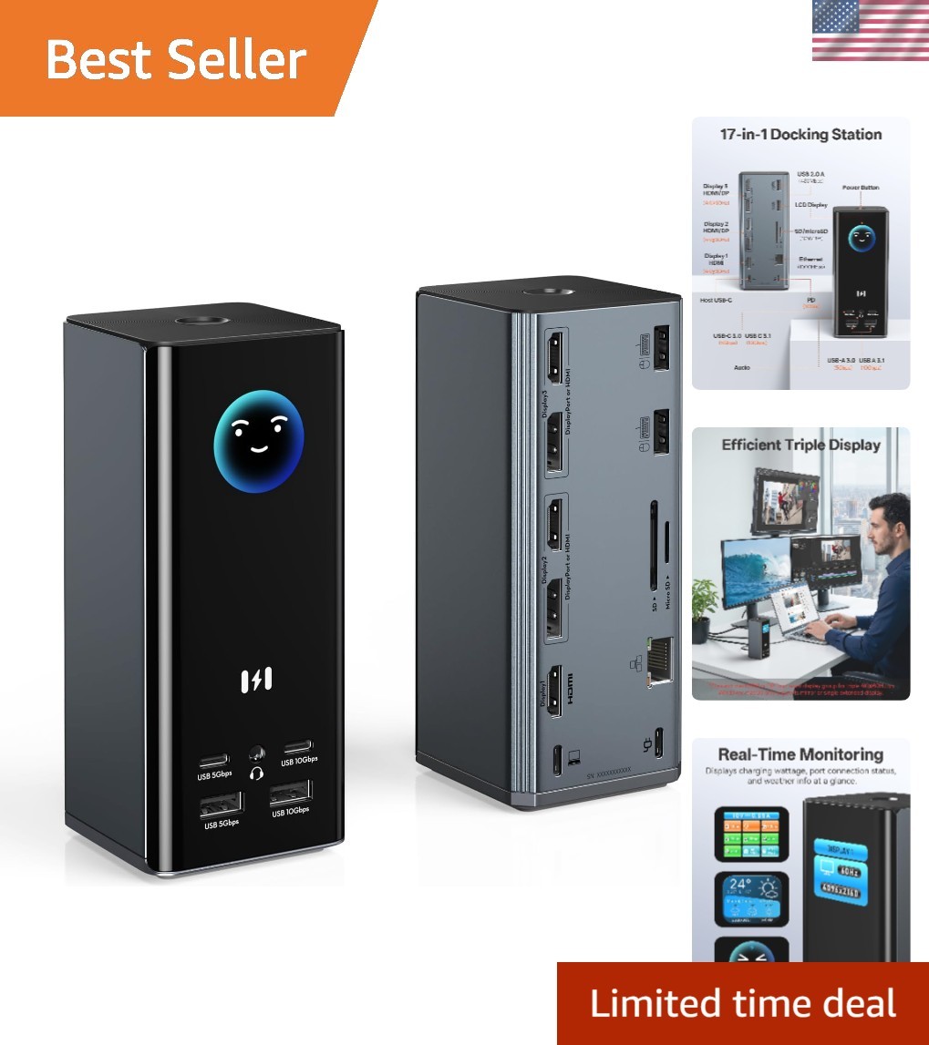 Effortless Connectivity: Selore 3 Monitor Docking Station - 100W Power Delivery