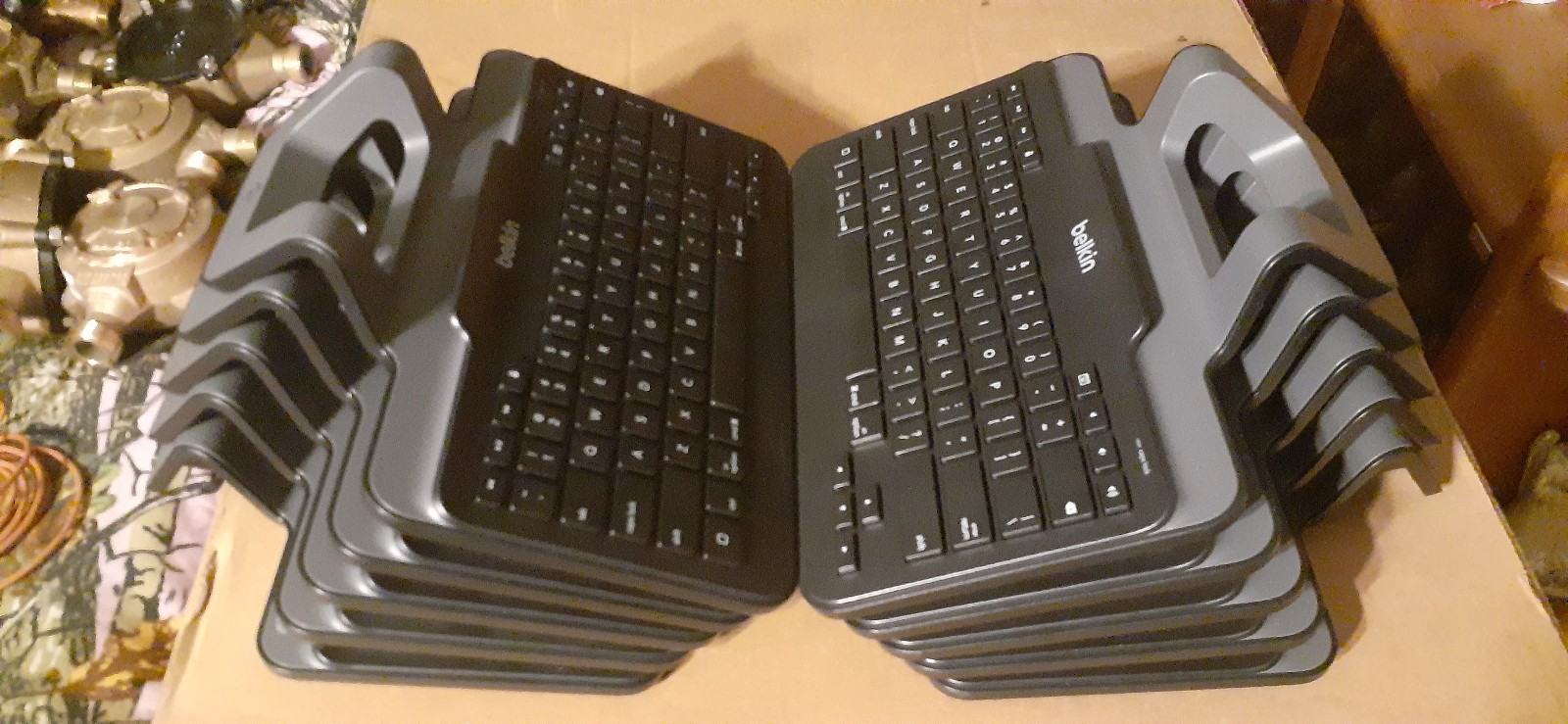 Lot Of 10 Belkin B2B130 Lightning Keyboards, Stands, Unused, Never In Service