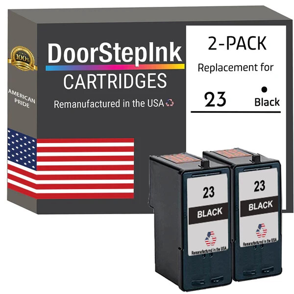 DoorStepInk Compatible Ink Cartridge for Lexmark #23 Black Twin Pack-USA