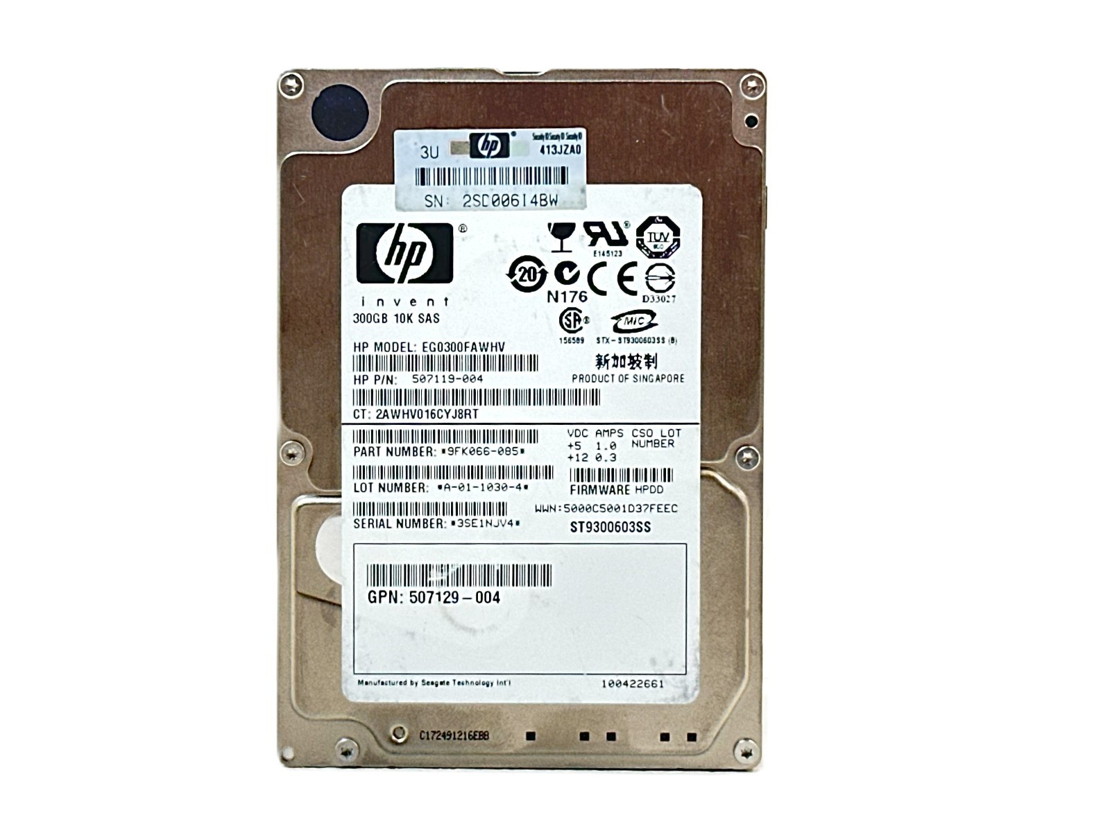HP EG0300FAWHV 300GB 2.5" 6Gb/s 10K RPM SAS Server Drive P/N: 507119-004 Tested