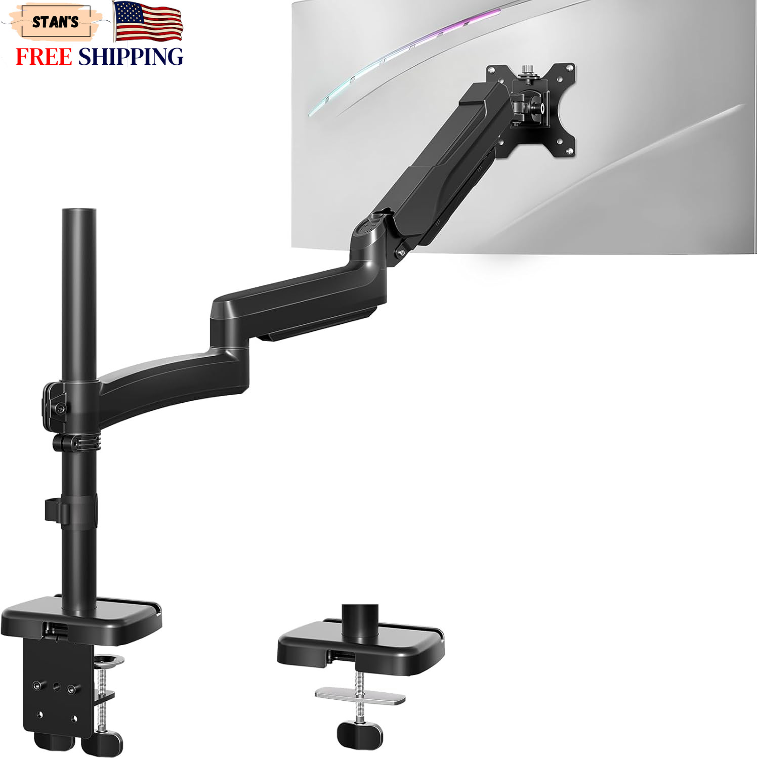 Adjustable Long Monitor Arm for 13-32" Screens VESA 75/100mm, 19.8lbs Capacity