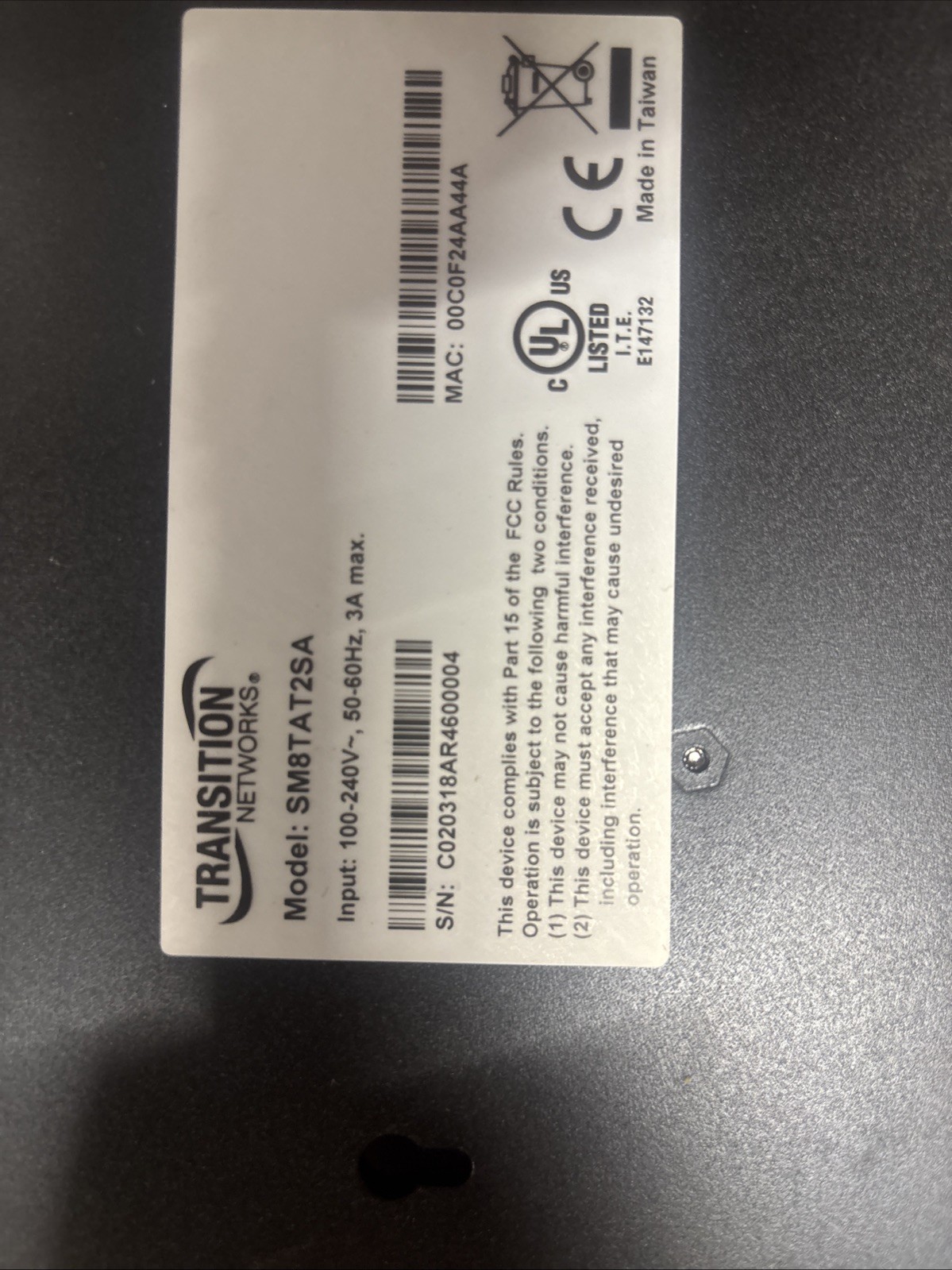 New In Box PoE (8) Port  Edgeswitch 24 250w