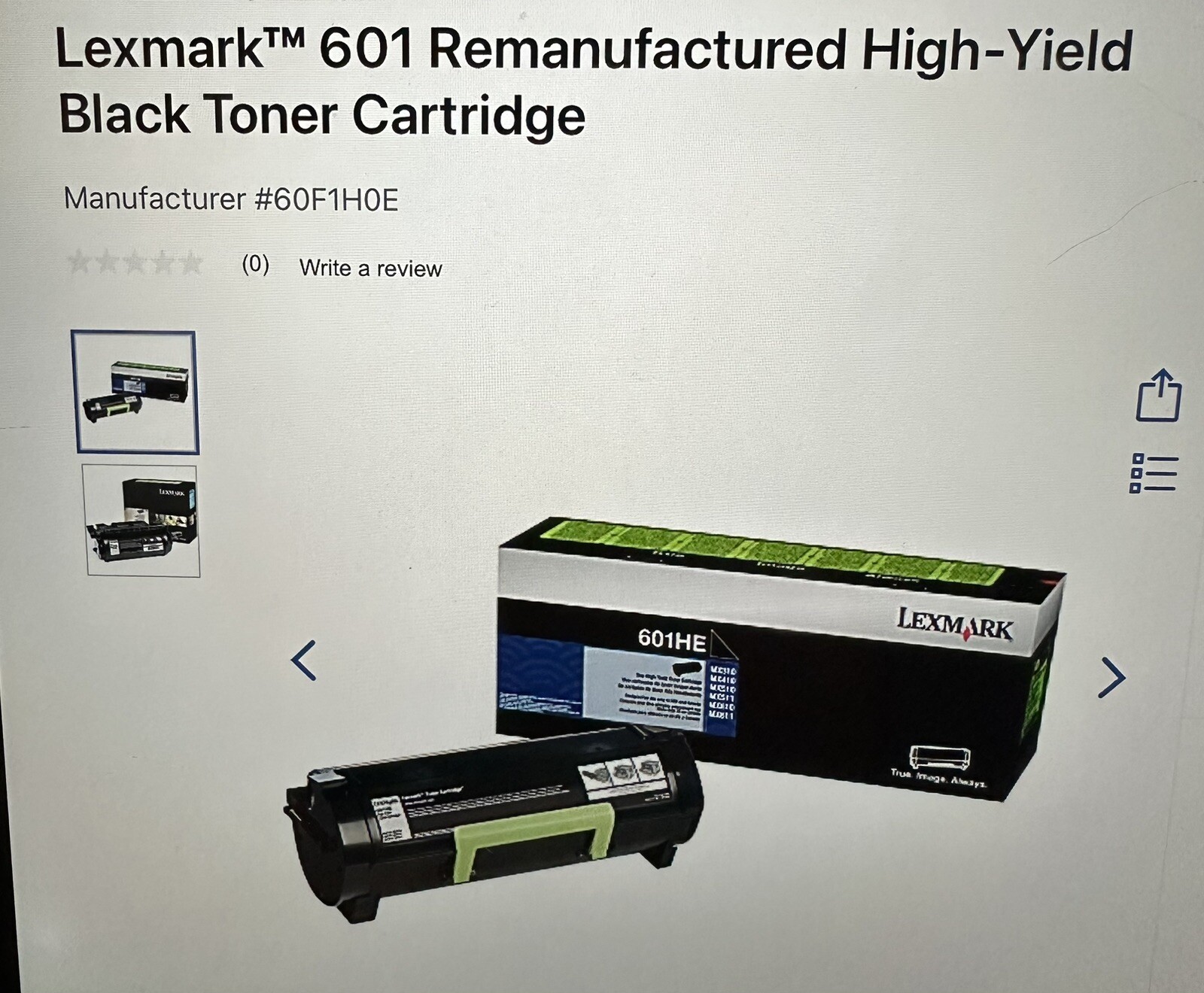 Lexmark 601 Toner Cartridge