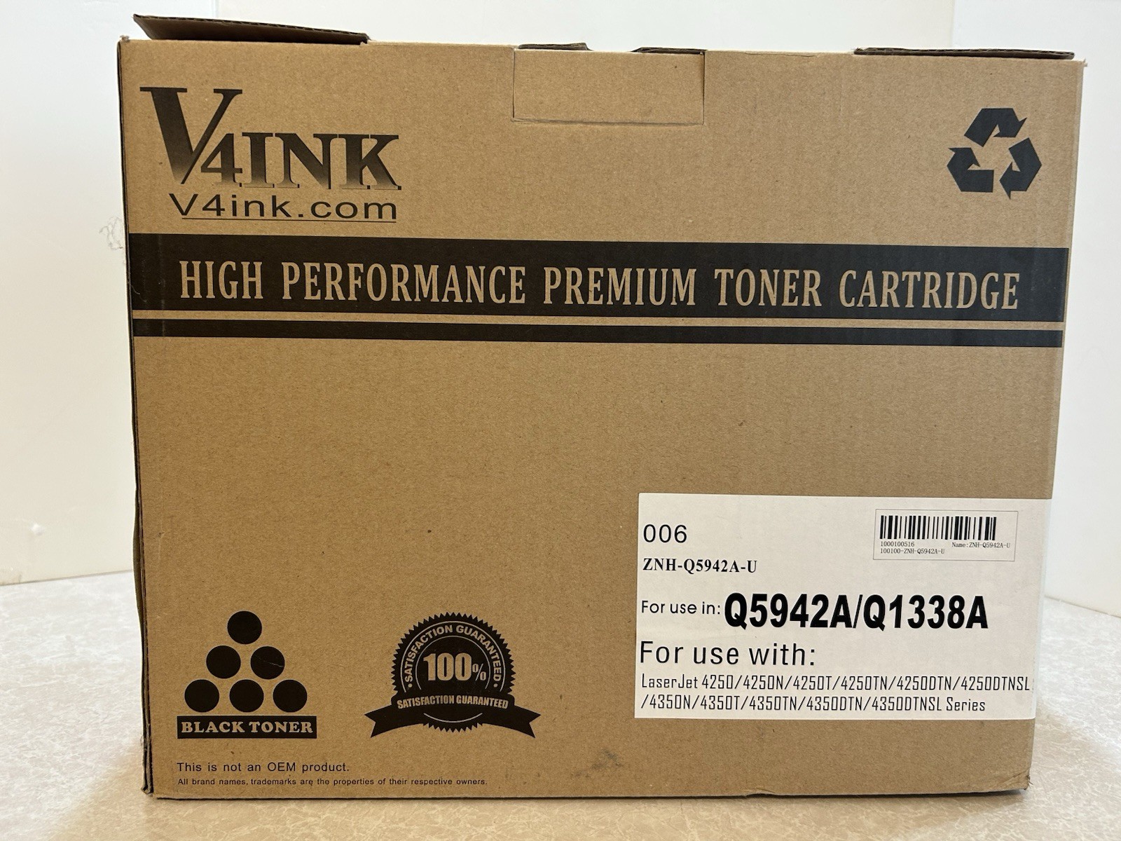 V4 Ink Black Toner Cartridge. Q5942A/Q1338A