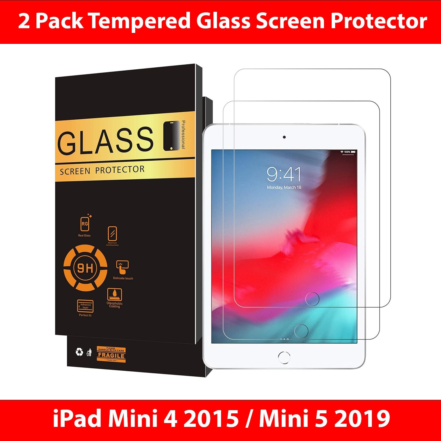 2-Pack Tempered Glass Screen Protector For iPad Mini 4 2015 Mini 5 2019 7.9 inch