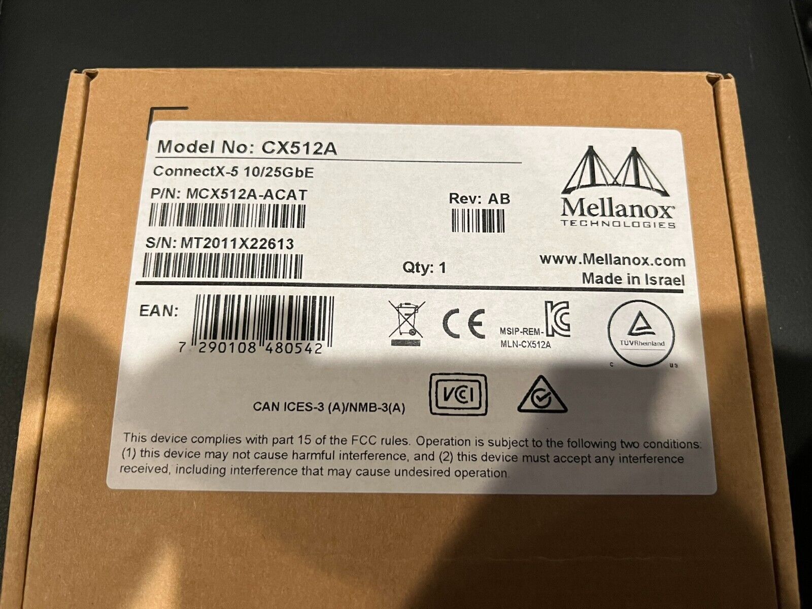 Mellanox 10/25GbE SFP28 Network Card MCX512A-ACAT ConnectX-5 EN Ethernet Adapter
