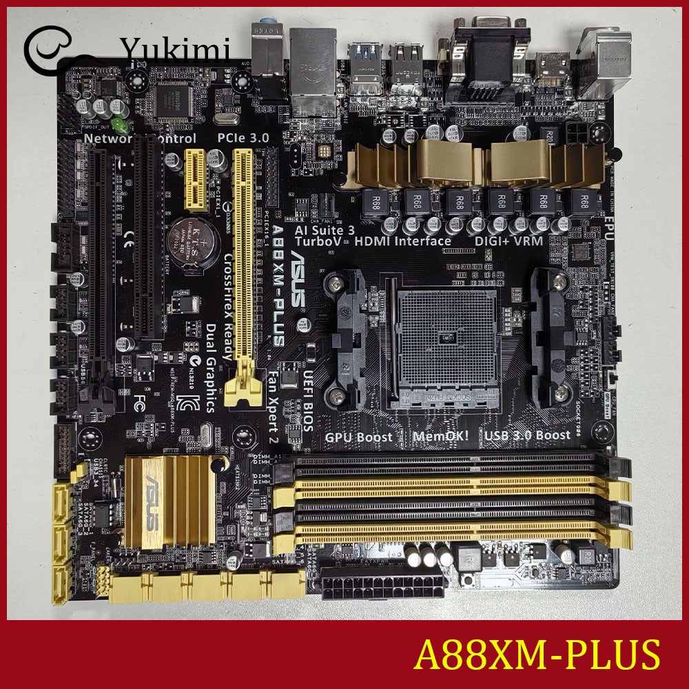 FOR ASUS A88XM-PLUS DDR3*4 AMD 64GB HDMI VGA DVI Micro ATX Ｍotherboard Test OK
