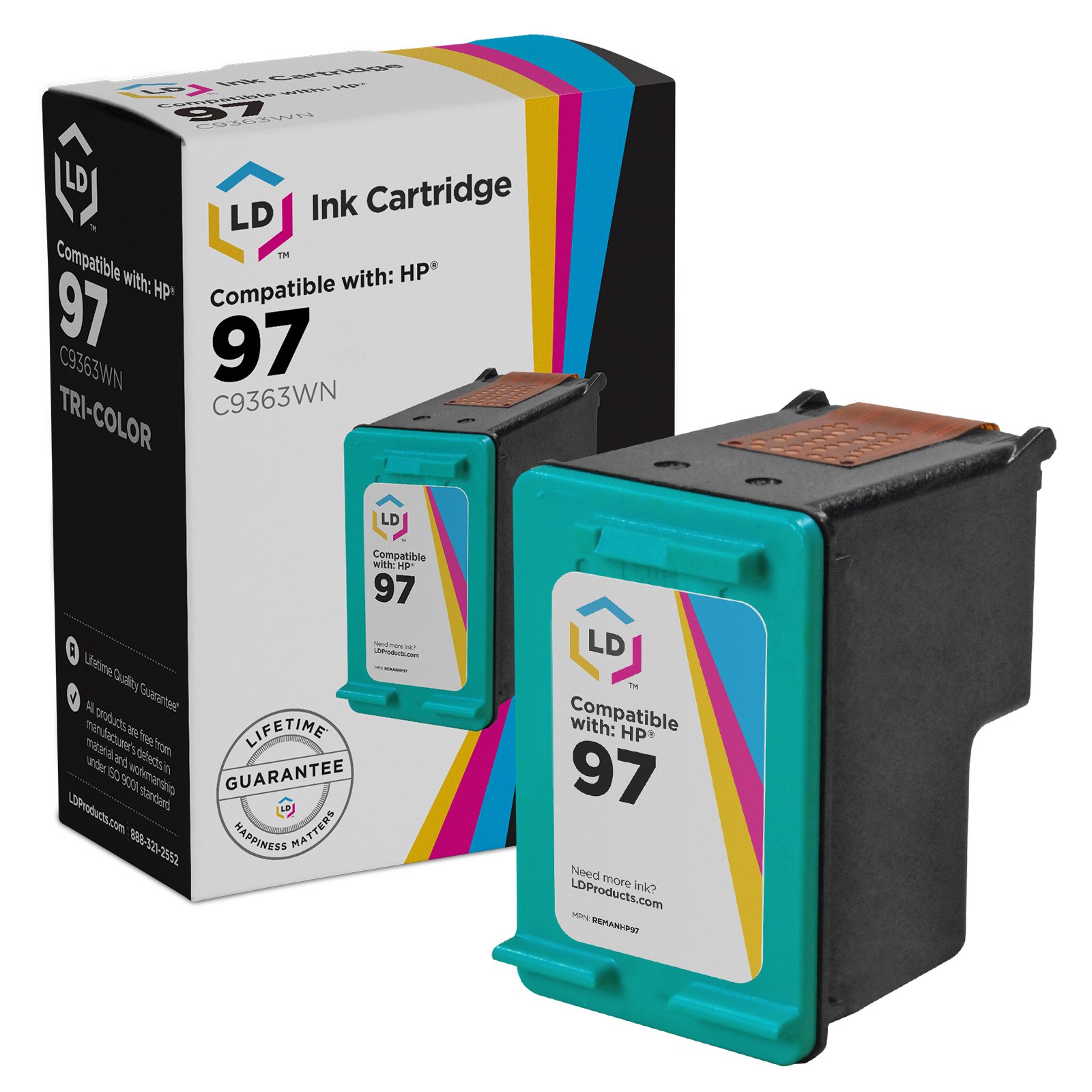 LD Reman Replacement for HP 97 / C9363WN High Yield Color Ink Cartridge