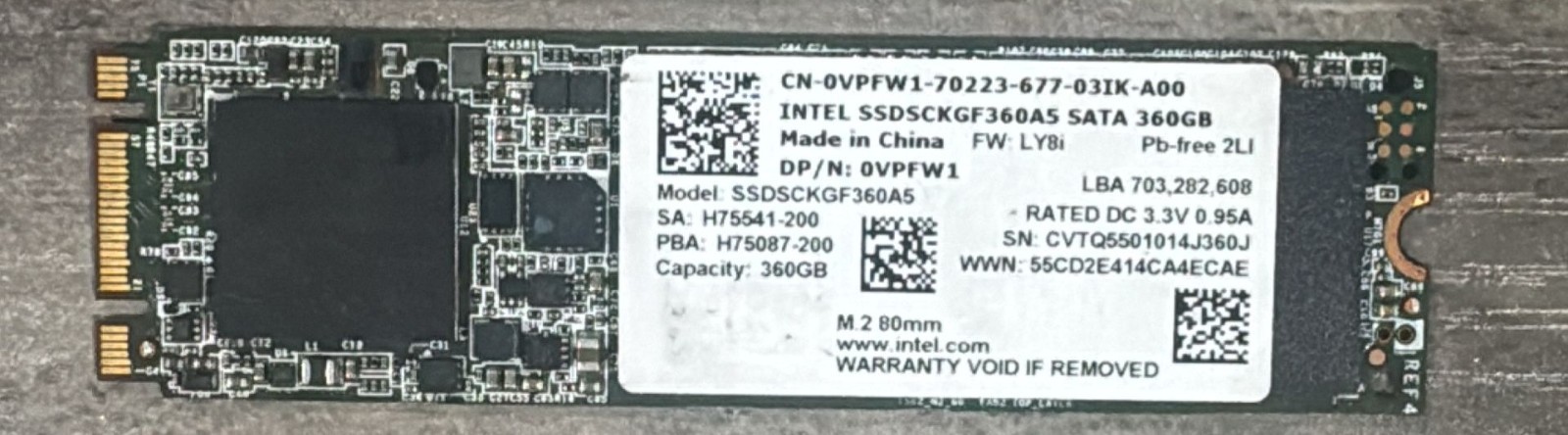 Intel 360GB M.2 SATA SSD Solid State Drive SSDSCKGF360A5