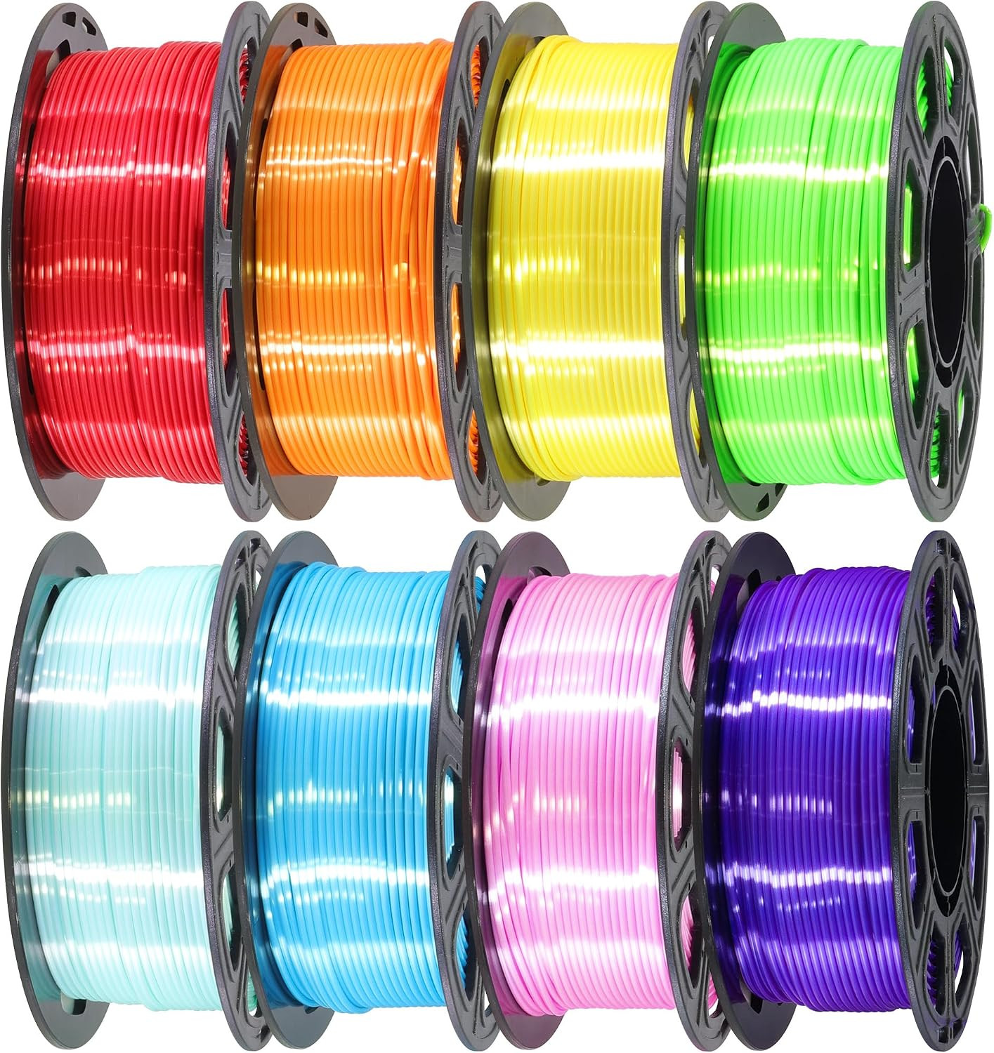 1.75Mm Silk Shiny PLA 3D Printer Filament 8 Bright Colors Bundle: Silk Yellow/Li