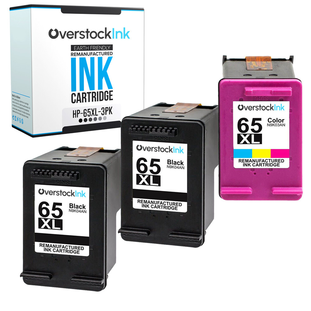 3PK 65 XL 65XL Printer Ink Cartridge fits HP AMP 120, HP DeskJet 2632, ENVY 5014
