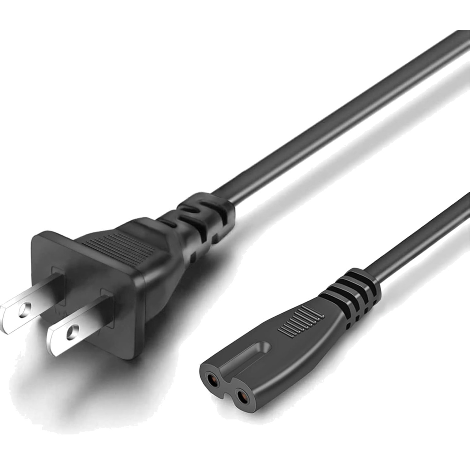 Universal 2-Prong Power Cord Set - 36 Inch Cables for Home & Gaming (2-Pack)