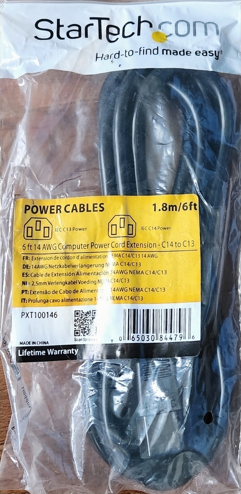 StarTech PXT100146 6ft Standard Computer Power Cord Extension - C14 to C13 6ft
