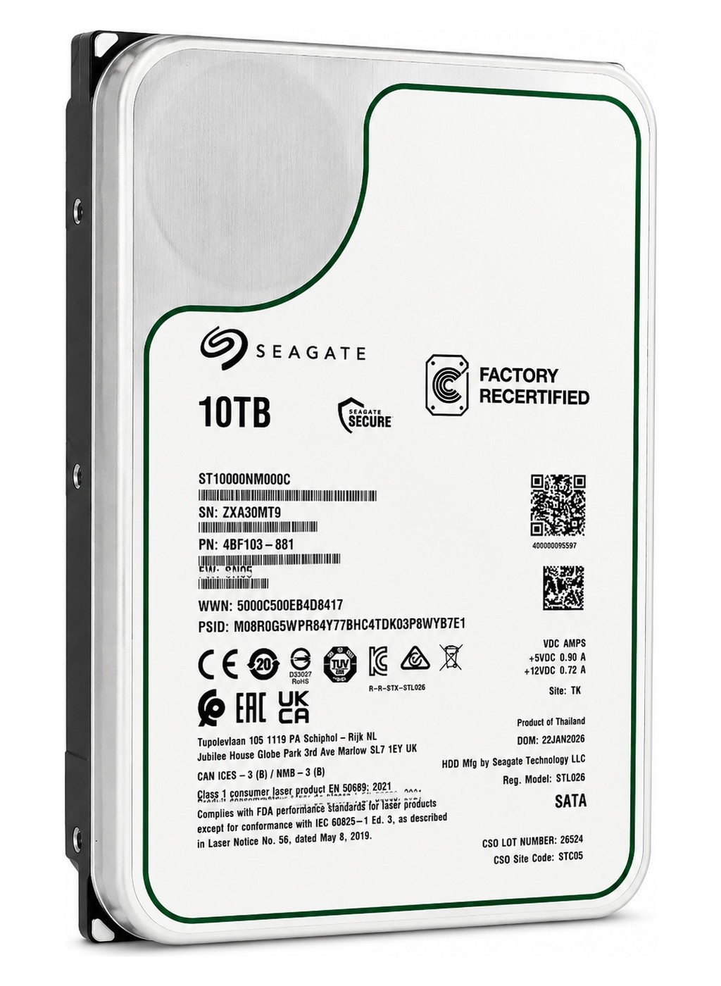 Seagate Exos ST10000NM000C 10TB 7200RPM SATA 6.0Gb/s 3.5" Enterprise Hard Drive