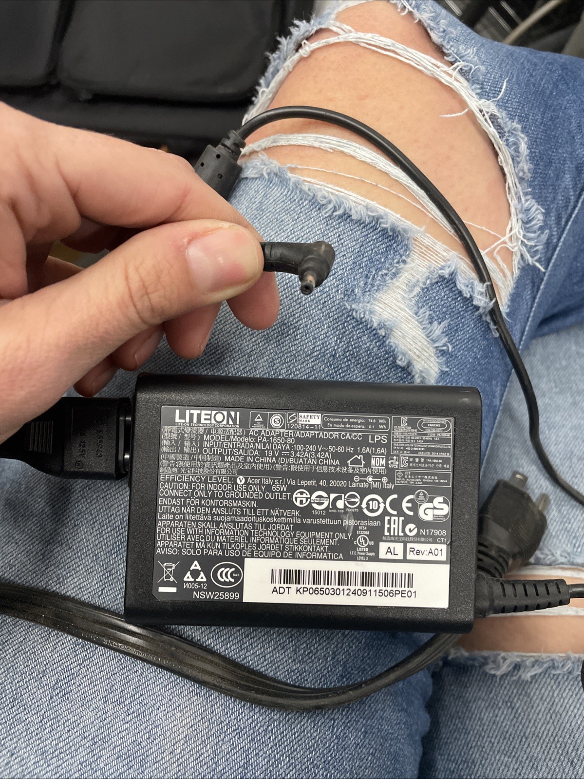 COMPATIBLE for ACER A11-065N1A 19V 3.42A 65W AC Power Adapter Charger