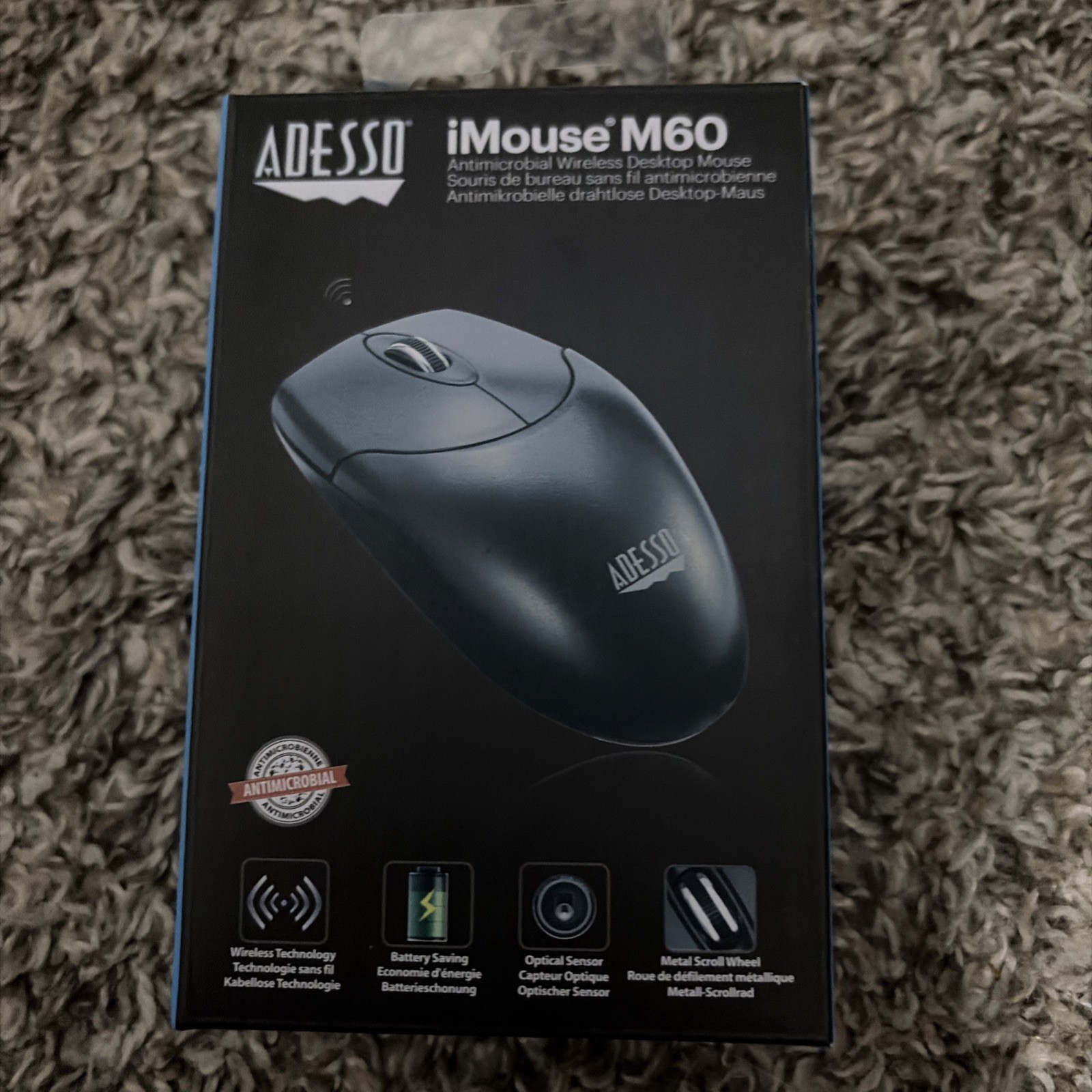Adesso iMouse M60 Antimicrobial Wireless Mouse Desktop Mouse