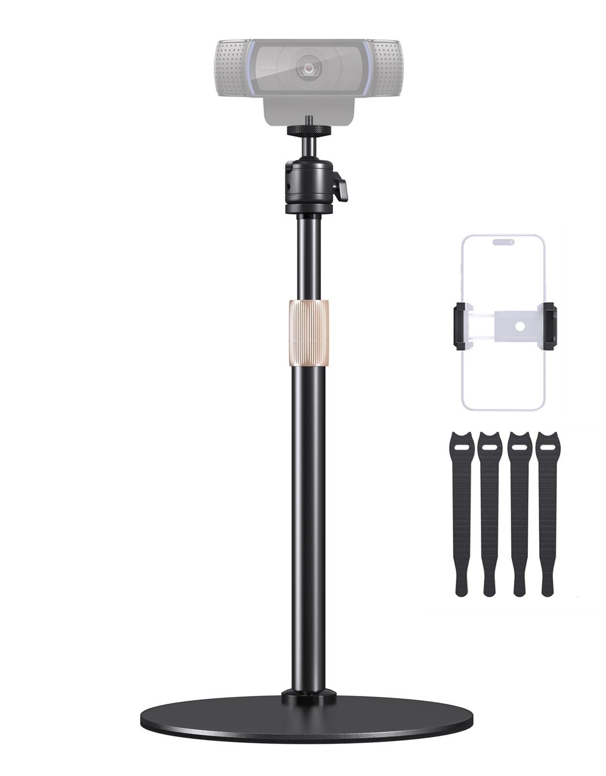 Desk Webcam Tripod Stand 360 Swivel 1/4 Thread Streaming Video Call Mount