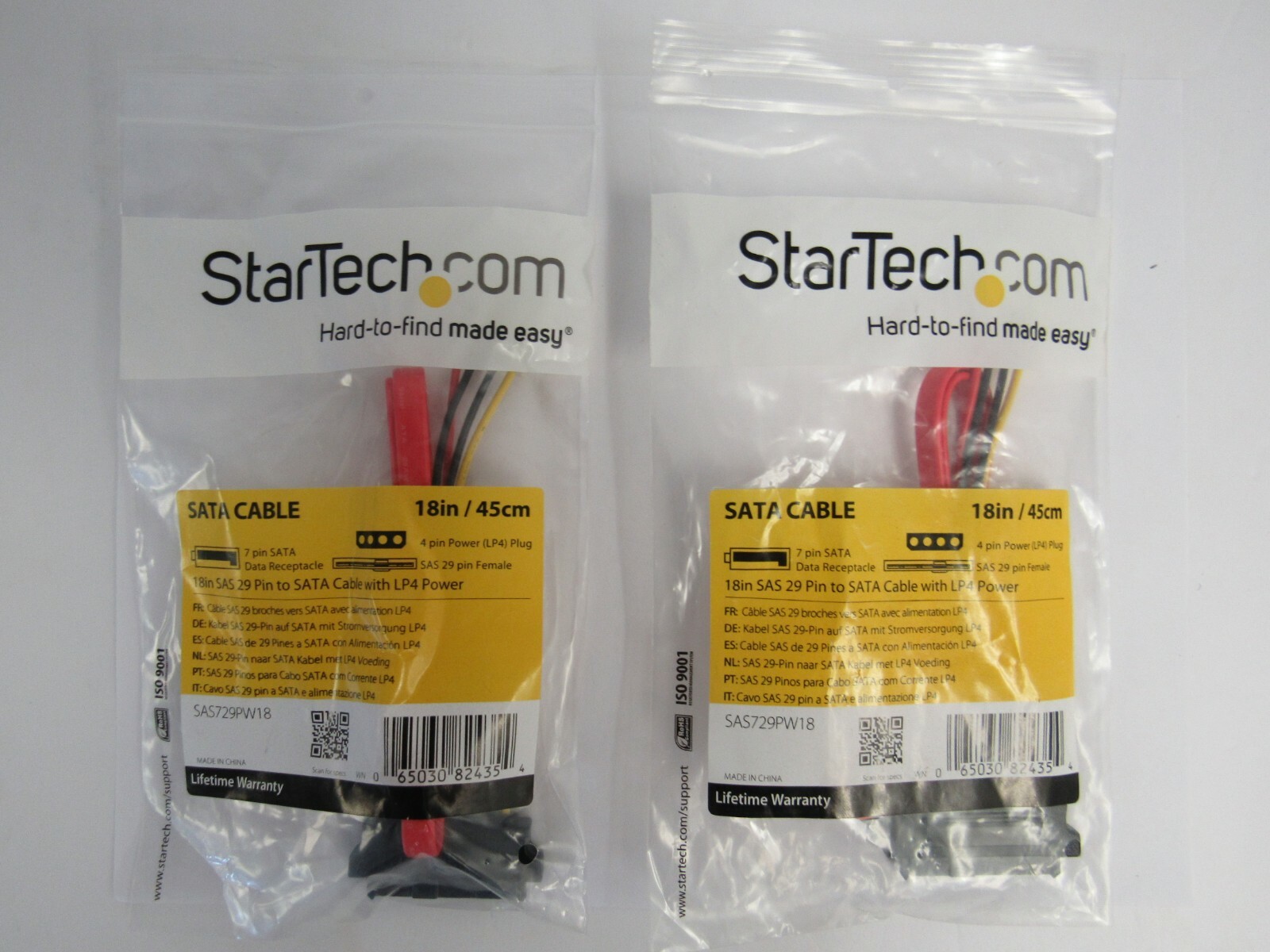 StarTech (Lot of 2) SAS729PW18 Sata Cable 18in /45cm 18-1