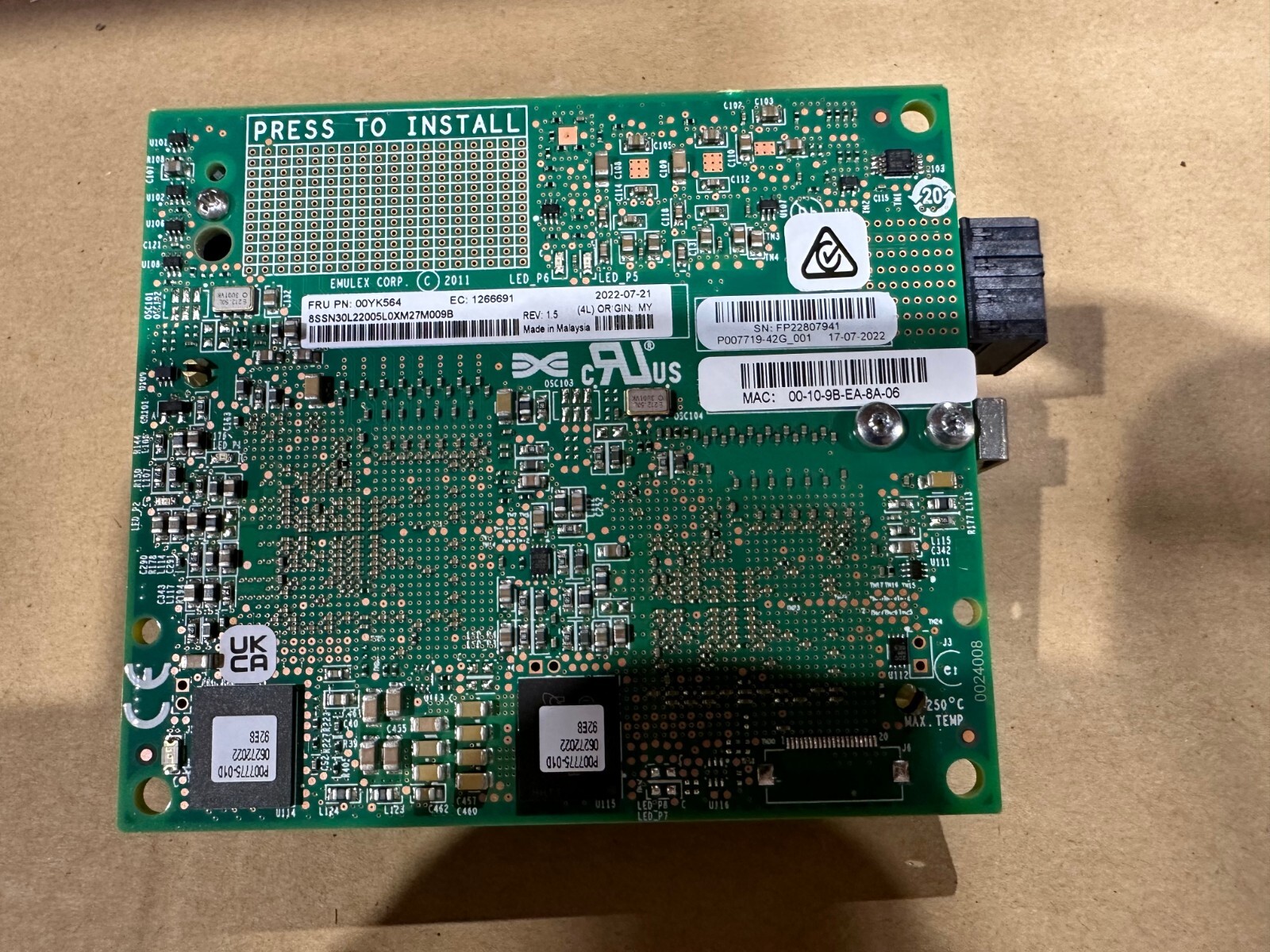 7ZT7A00522 THINKSYSTEM EMULEX LPM16004B-L MEZZ 16GB 4-PORT FIBRE CHANNEL ADAPTER