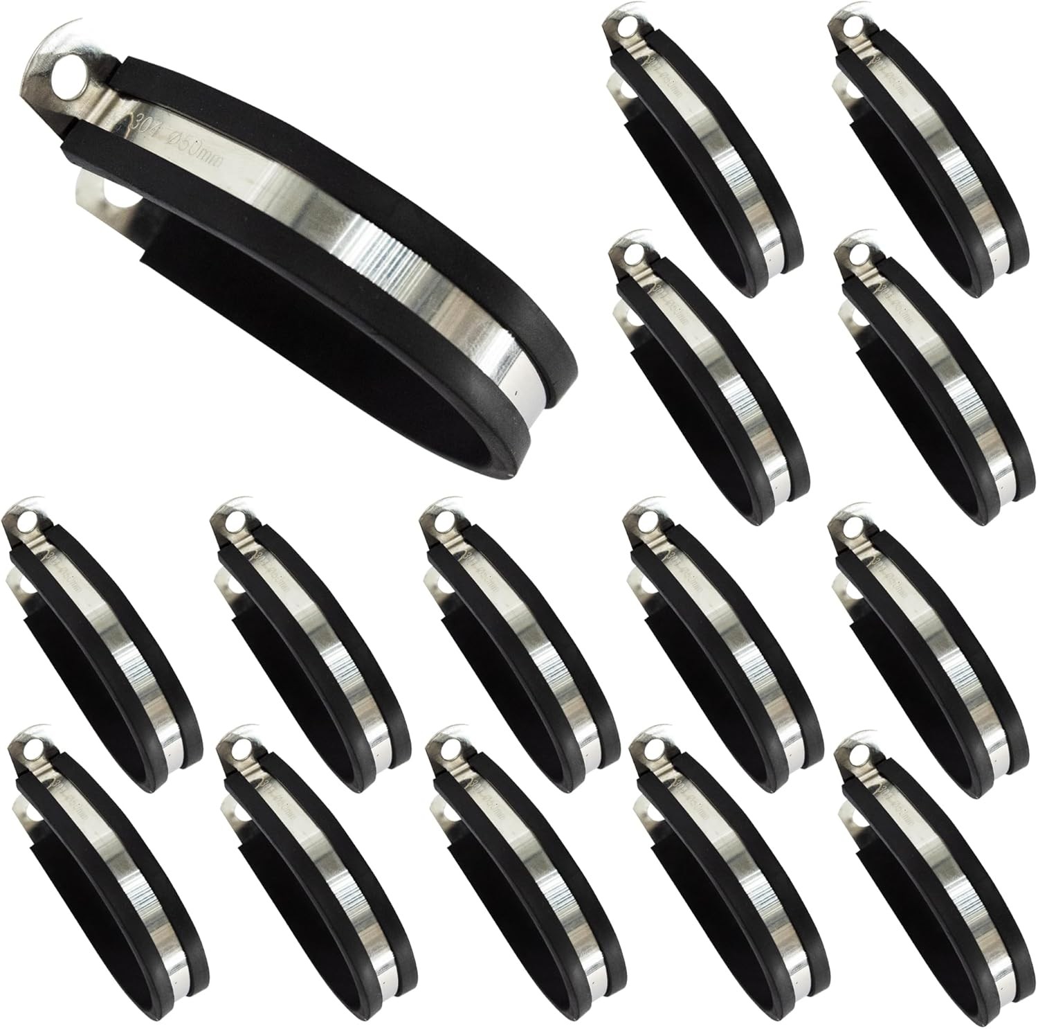 15 Pcs 2 Inch (50mm) R Type Cable Clamps, 304 Stainless Steel