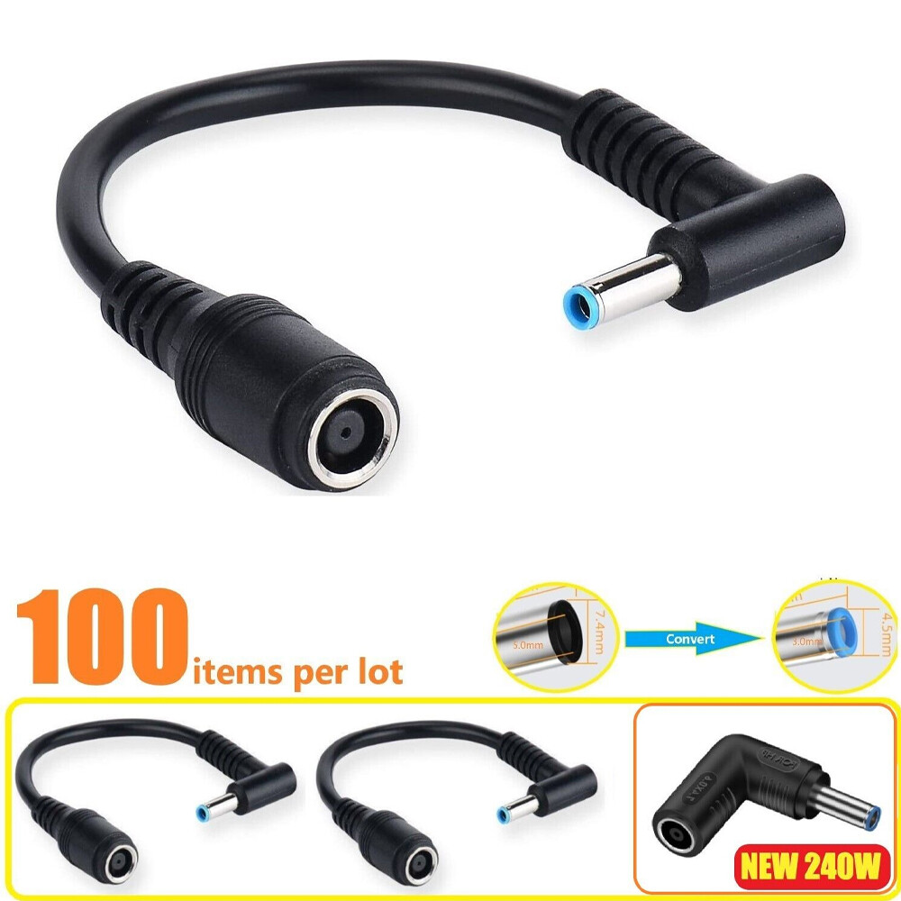 100Pcs DC Power Charger Converter Adapter Cable charging Cable For HP 7.4mm