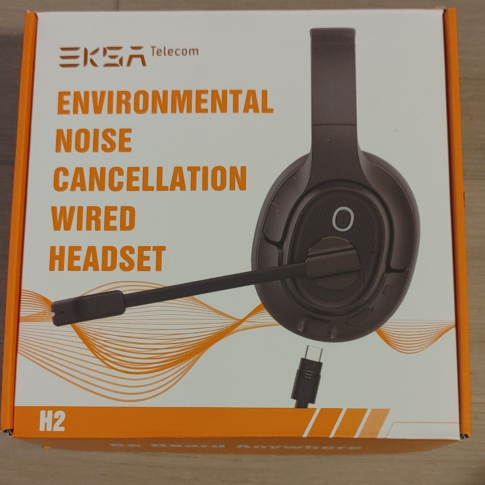 EKSA Telecom H2 ENC Noise Cancellation Wired USB-C Boom Mic Headset Black