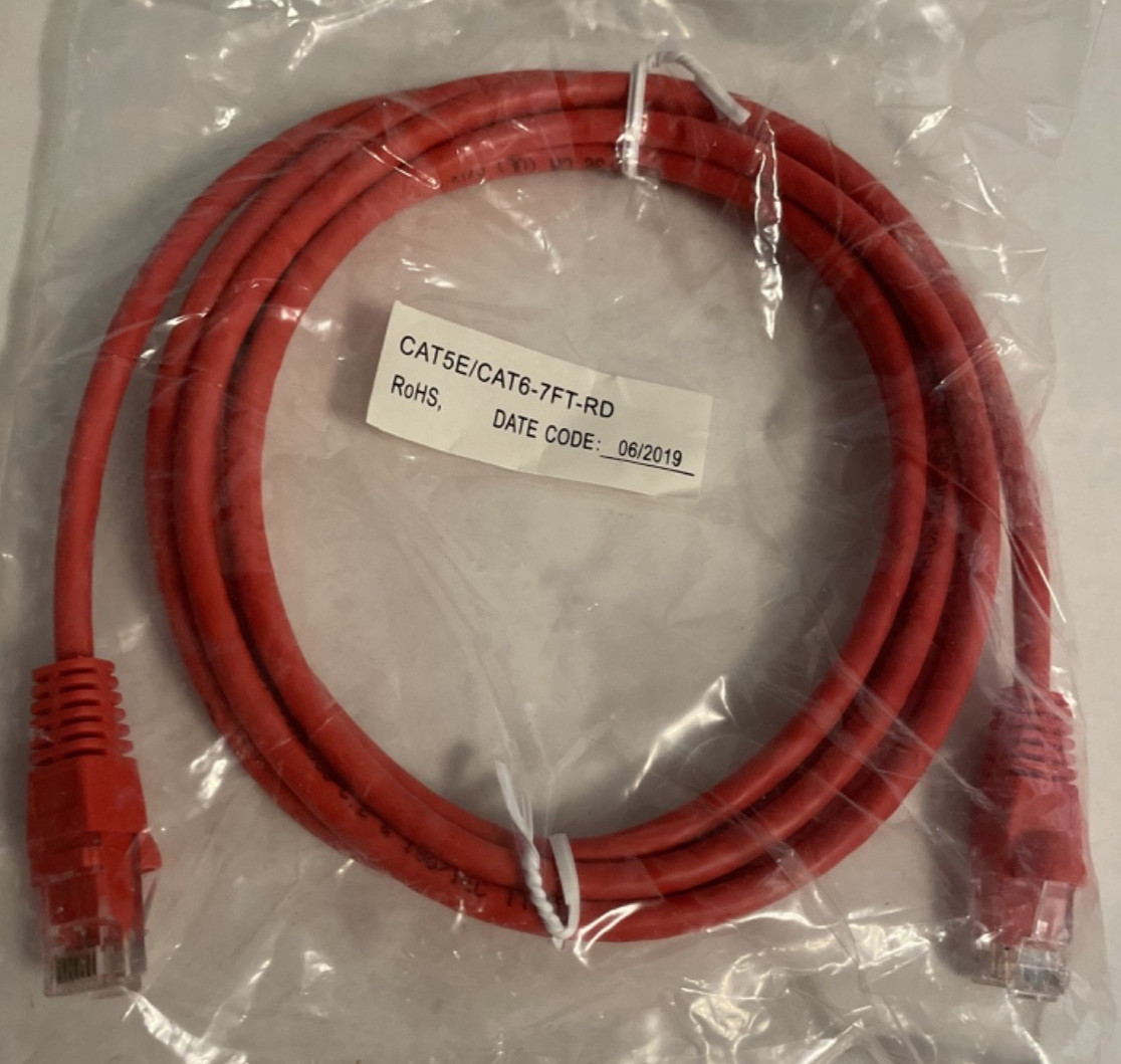 7' Foot ETHERNET CABLE - CAT5E-7FT-RD Gray Patch Cable, RJ45 M/M RICTRONICS