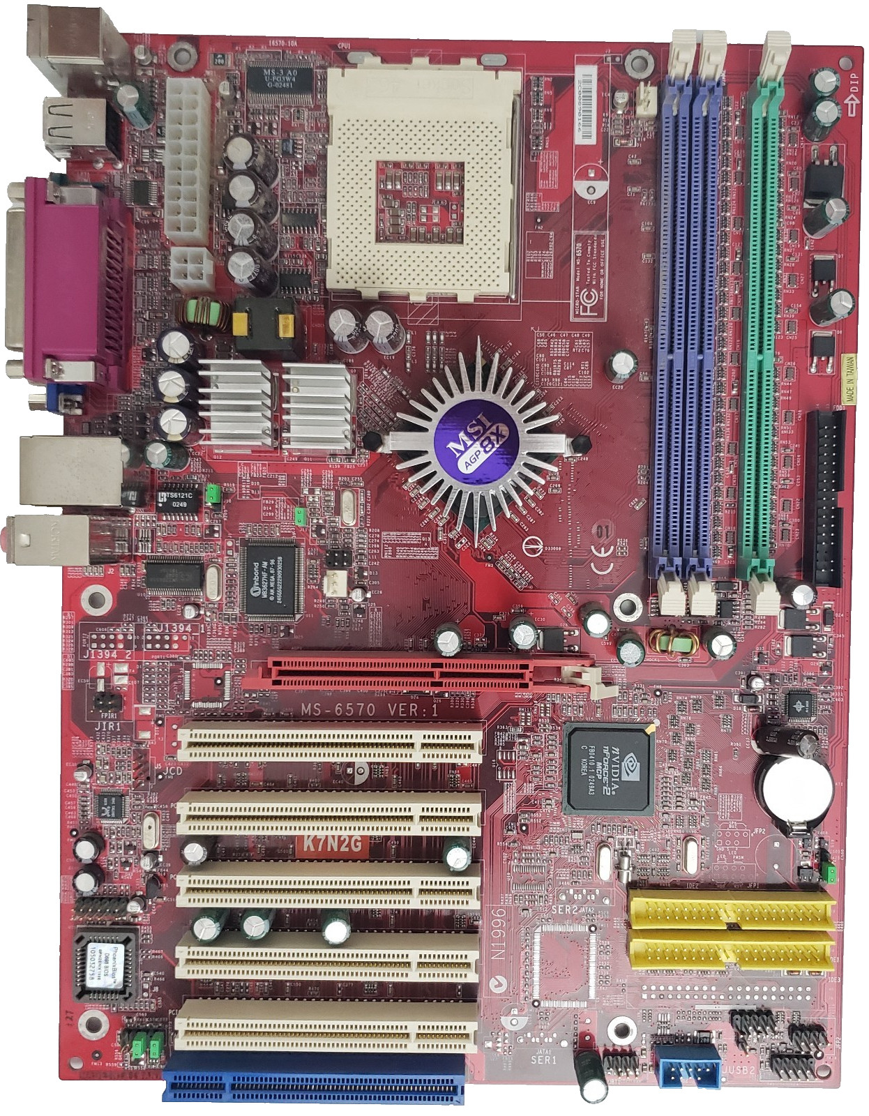MSI MS-6570 V1 K7N2G, Socket 462 DDR, w/2 512mb Kingston Mem & Fan w/heatsink