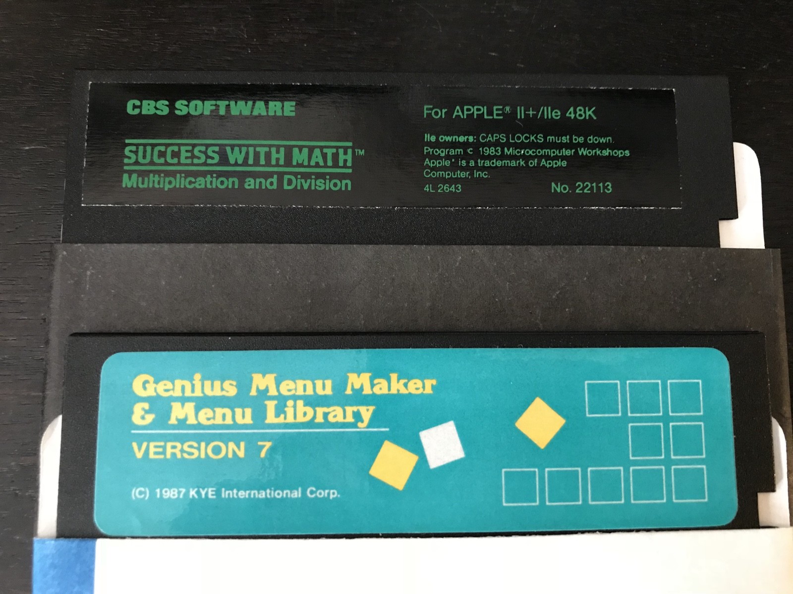 Success with Math / Genius Menu Maker /  Apple II Home Computers