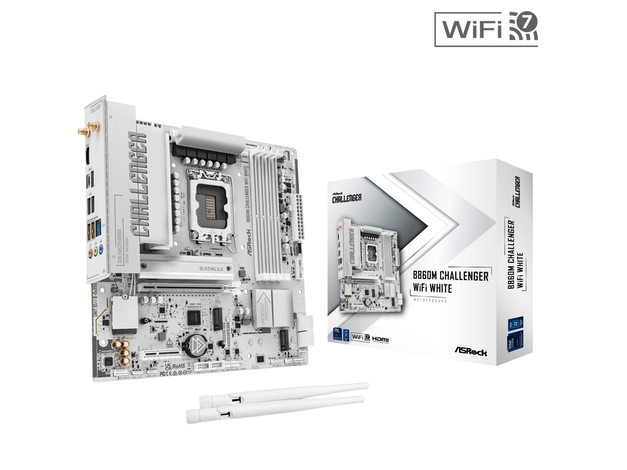 ASRock MB B860 Challenger WiFi White LGA 1851 Intel B860 SATA 6Gb/s DDR5 ATX