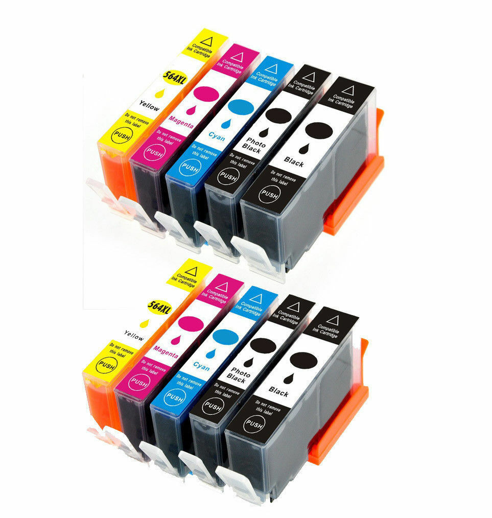 10 PK New Ink Set + latest chip for 564XL Photosmart Printer 7510 7515 7520 7525