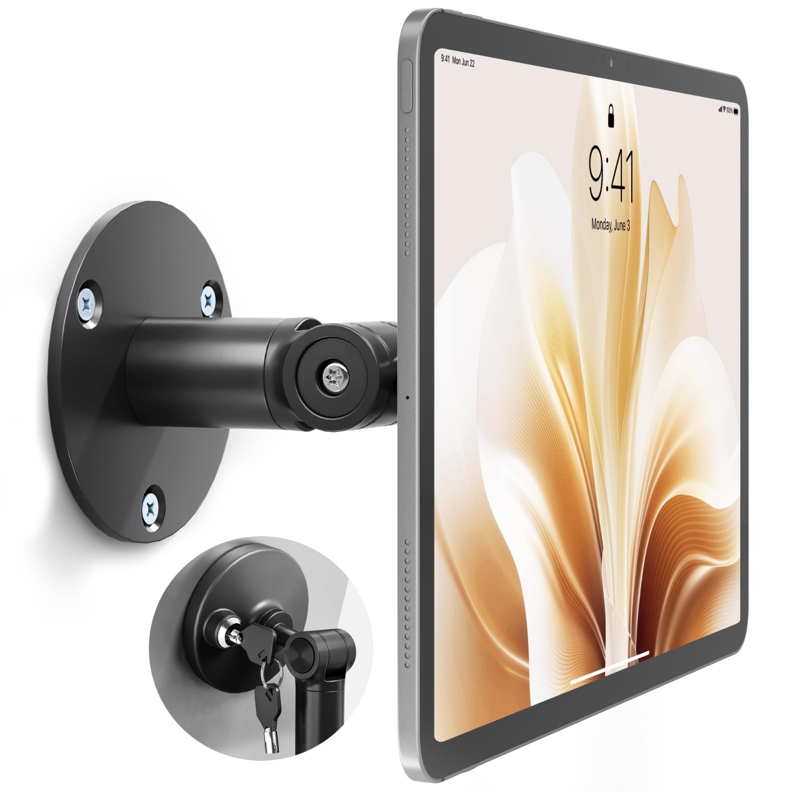 Universal Anti-Theft Tablet Wall Mount Kiosk 7-15in iPad Samsung Black monTEK