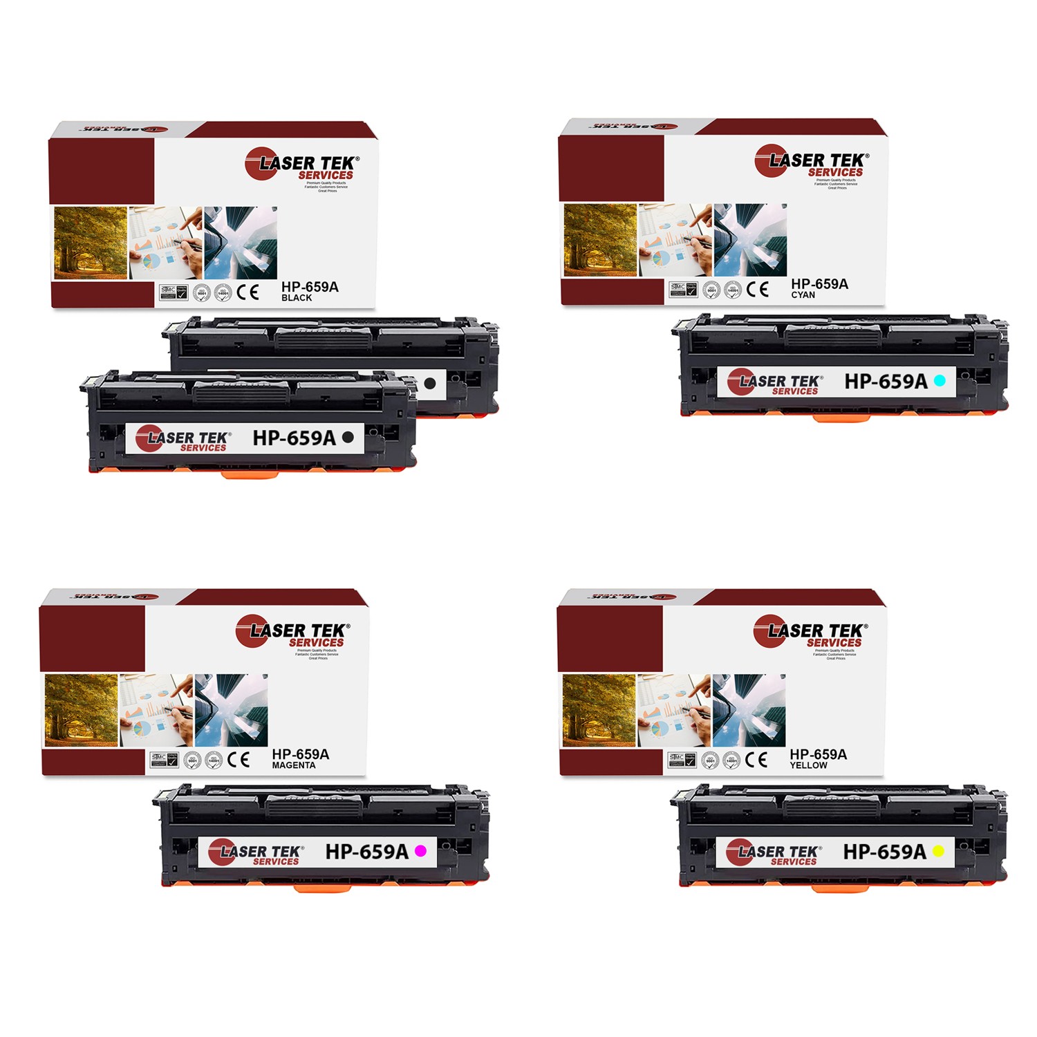 5Pk LTS 659A BCMY Compatible with HP LaserJet M856 M856dn Toner Cartridge