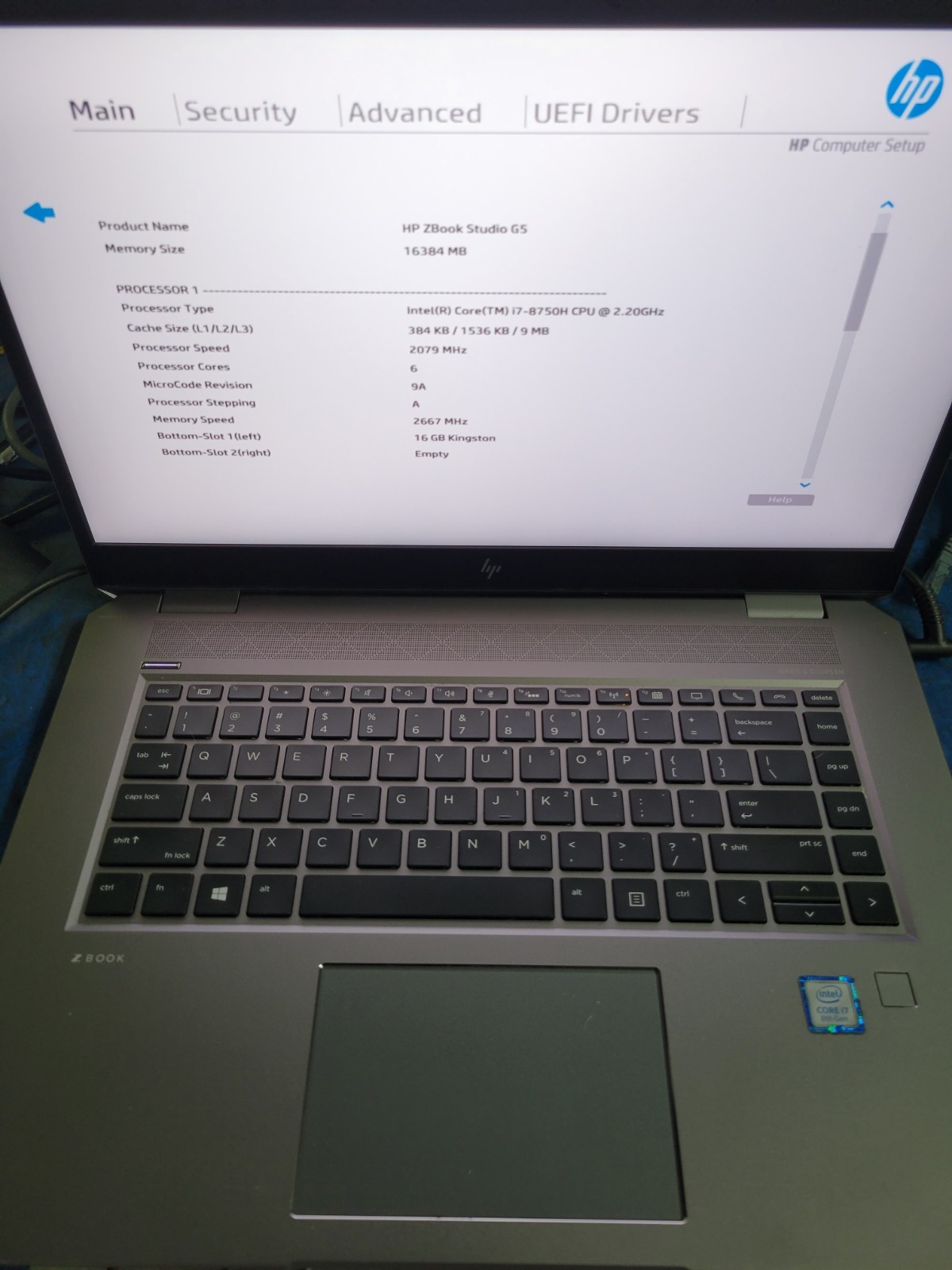 HP ZBook Studio G5 15.6" i7-8750H@2.2Ghz (no RAM/OS/SSD) *BIOS* | LP646
