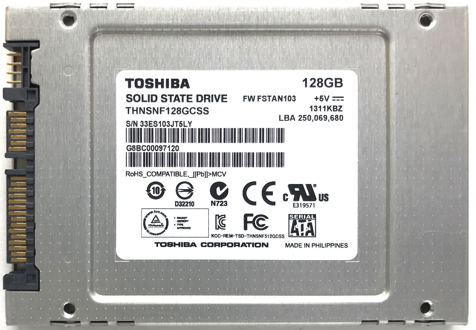 Toshiba 128GB 2.5” SATA 6.0Gbps SSD THNSNF128GCSS