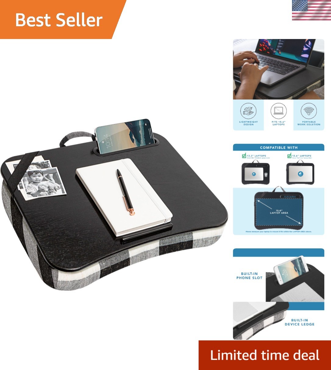 Designer Lap Desk – Buffalo Check, Fits 15.6” Laptops