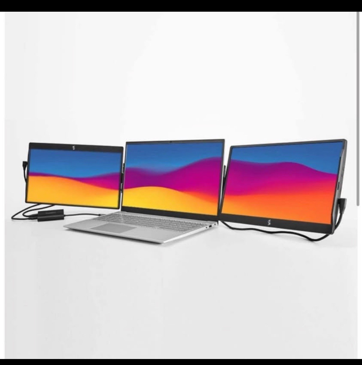 SideTrak Swivel Triple Portable Monitors HD with Hub 14" + travel case