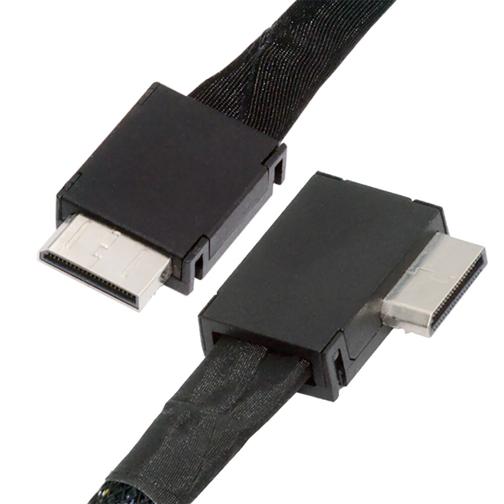 Angled 90 Degree OcuLink PCIe 4.0 PCI-Express SFF-8611 4i to SFF-8611 Data Cable