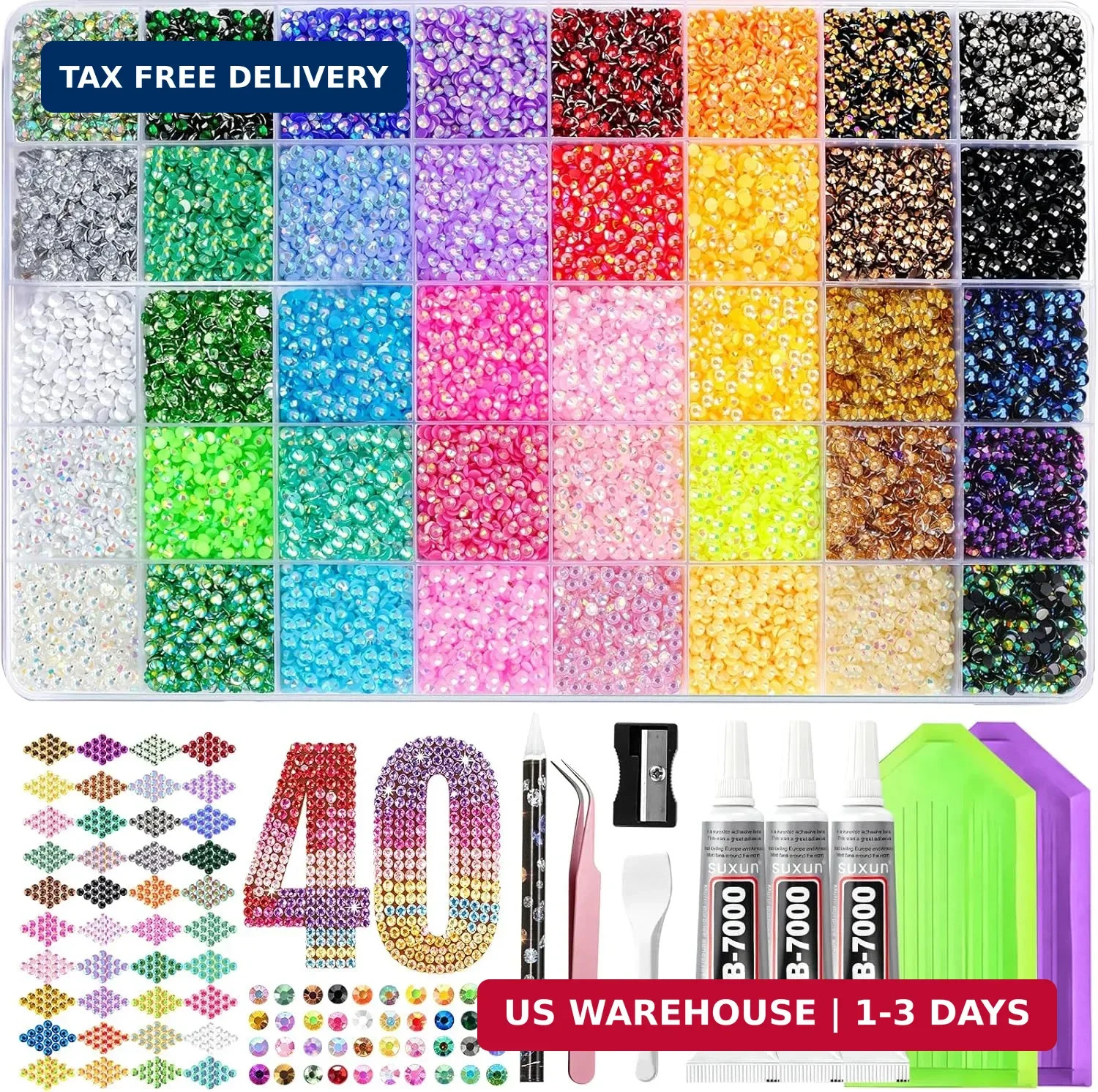 50000Pcs Bedazzling Kit, 3mm Resin Jelly Bedazzler Kit with Rhinestones | Multic