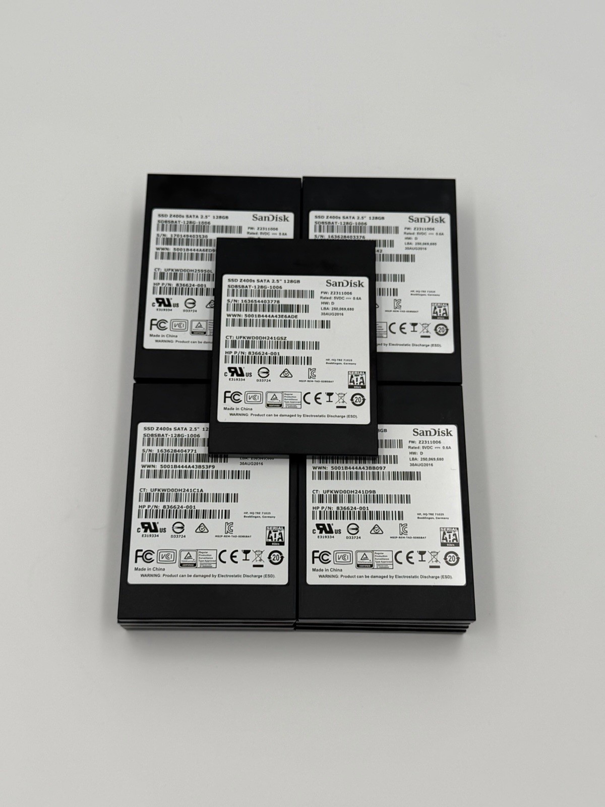 Lot of 5x SanDisk Z400s 128GB 2.5" SATA SSD SD8SBAT-128G-1012 80-99%