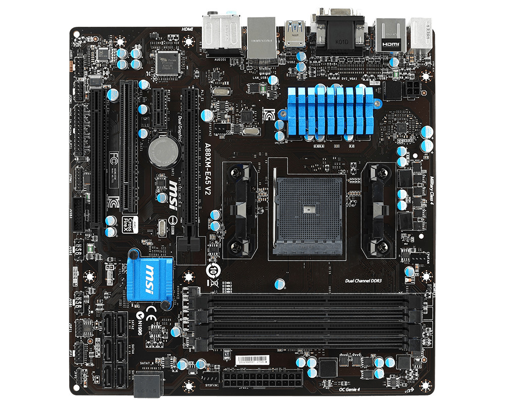 For MSI A88XM-E45 V2 motheboard FM2/2+ DDR3 64G DVI+VGA+HDMI M-ATX Tested ok