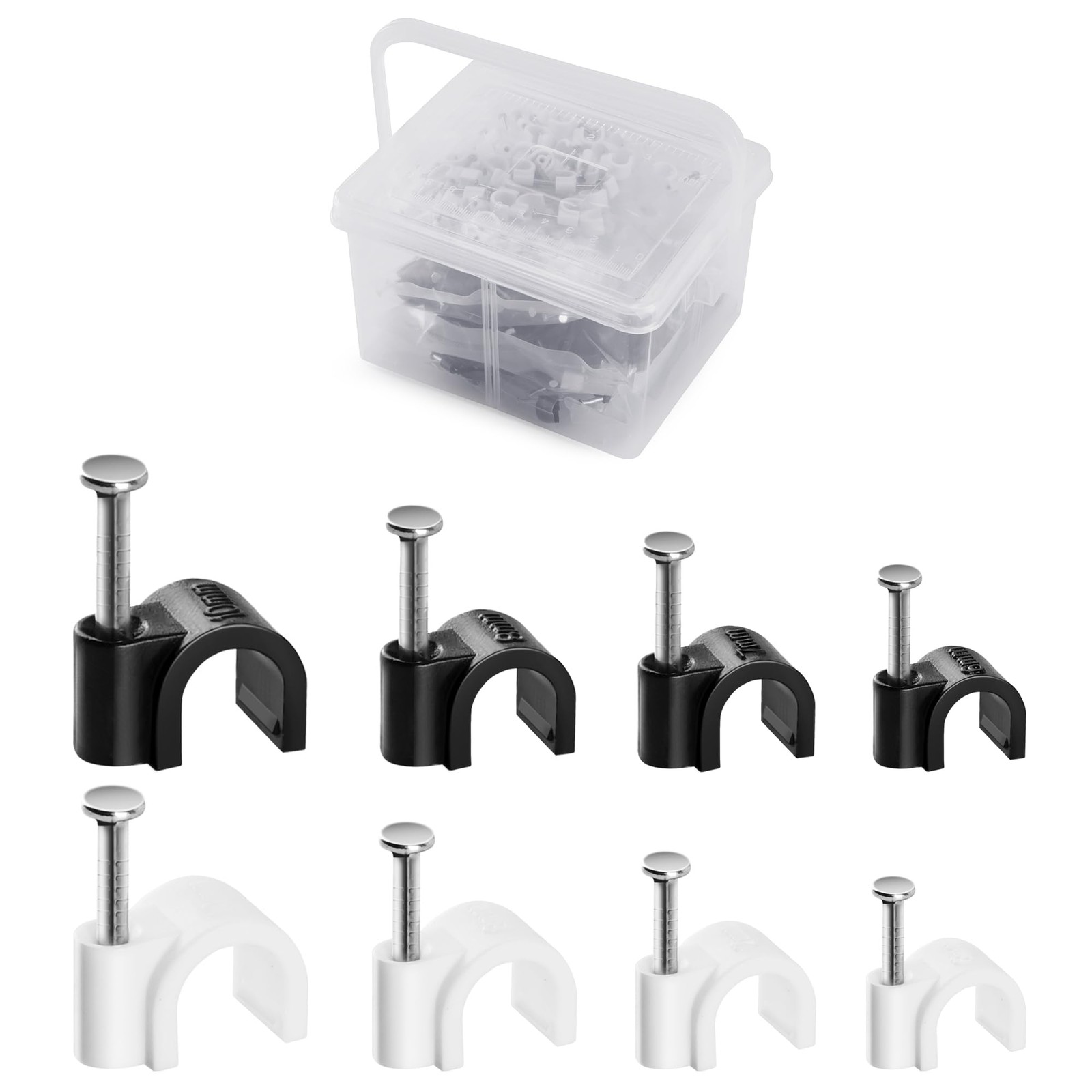 400 Pcs Nail In Cable Clips 4//6/8/10mm Coaxial Cable Clips for Ethernet Cable