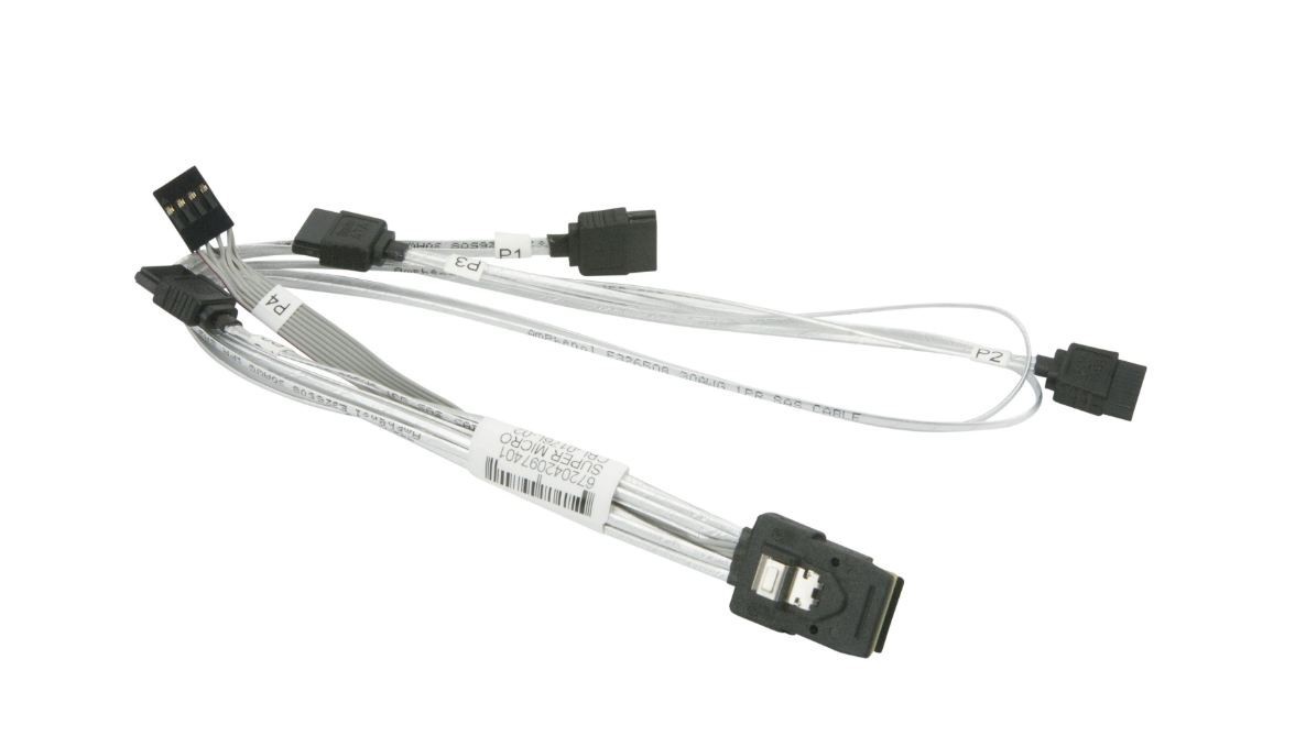 Supermicro CBL-0176L-02 Int MiniSAS to 4 SATA 46/33/23/13cm with Side Band 15cm